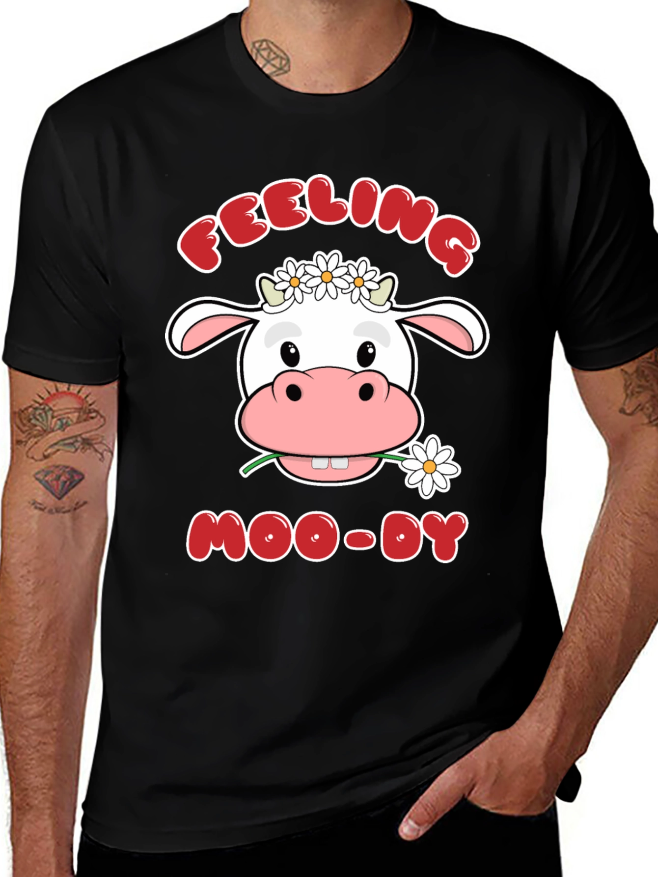 Variant 21 of Feeling Moo-Dy Cow Graphic T-Shirt