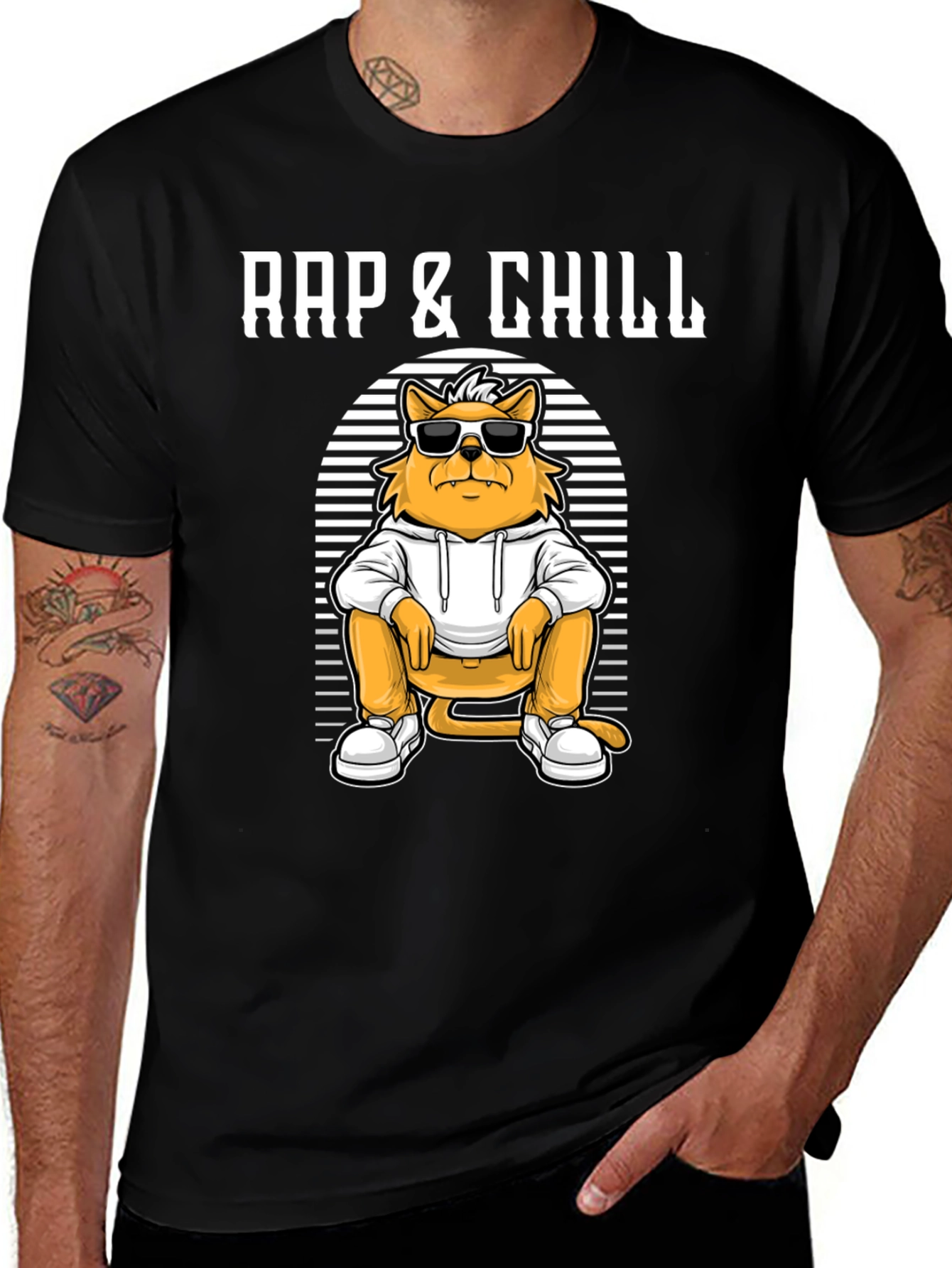 Variant 11 of Rap & Chill Cat T-Shirt - Cool Graphic Tee