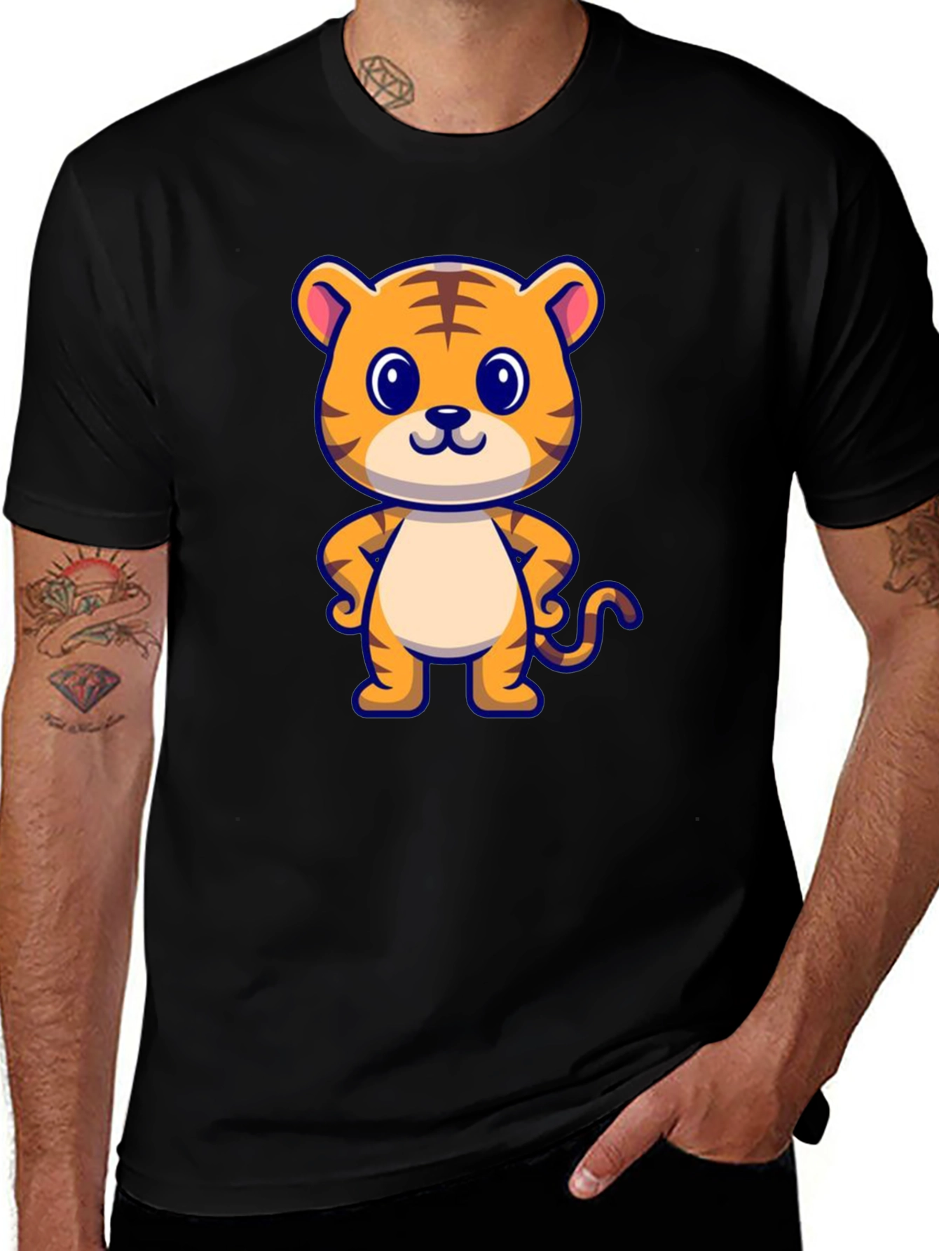 Variant 28 of Cute Tiger Graphic Black T-Shirt
