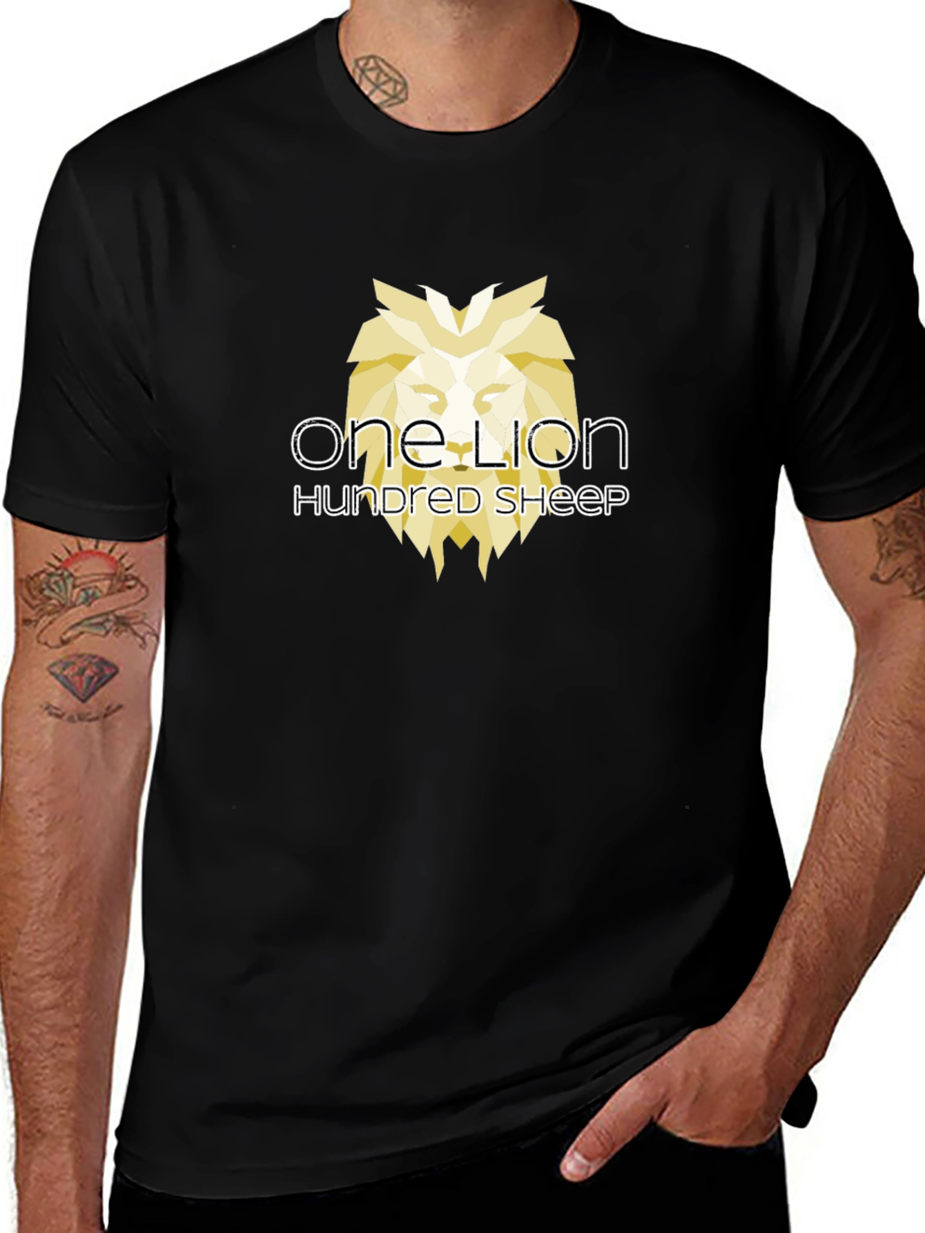 Variant 27 of One Lion Hundred Sheep Graphic Tee - Black