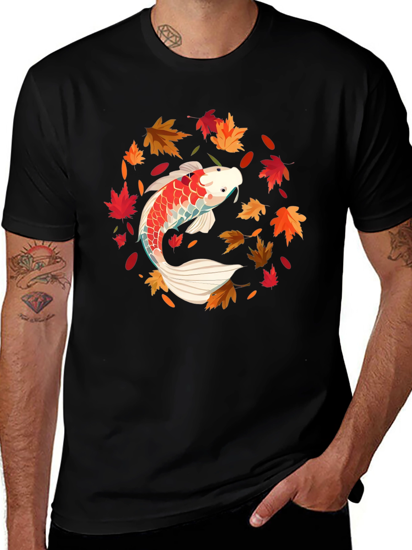 Variant 21 of Koi Fish Autumn Leaf T-Shirt