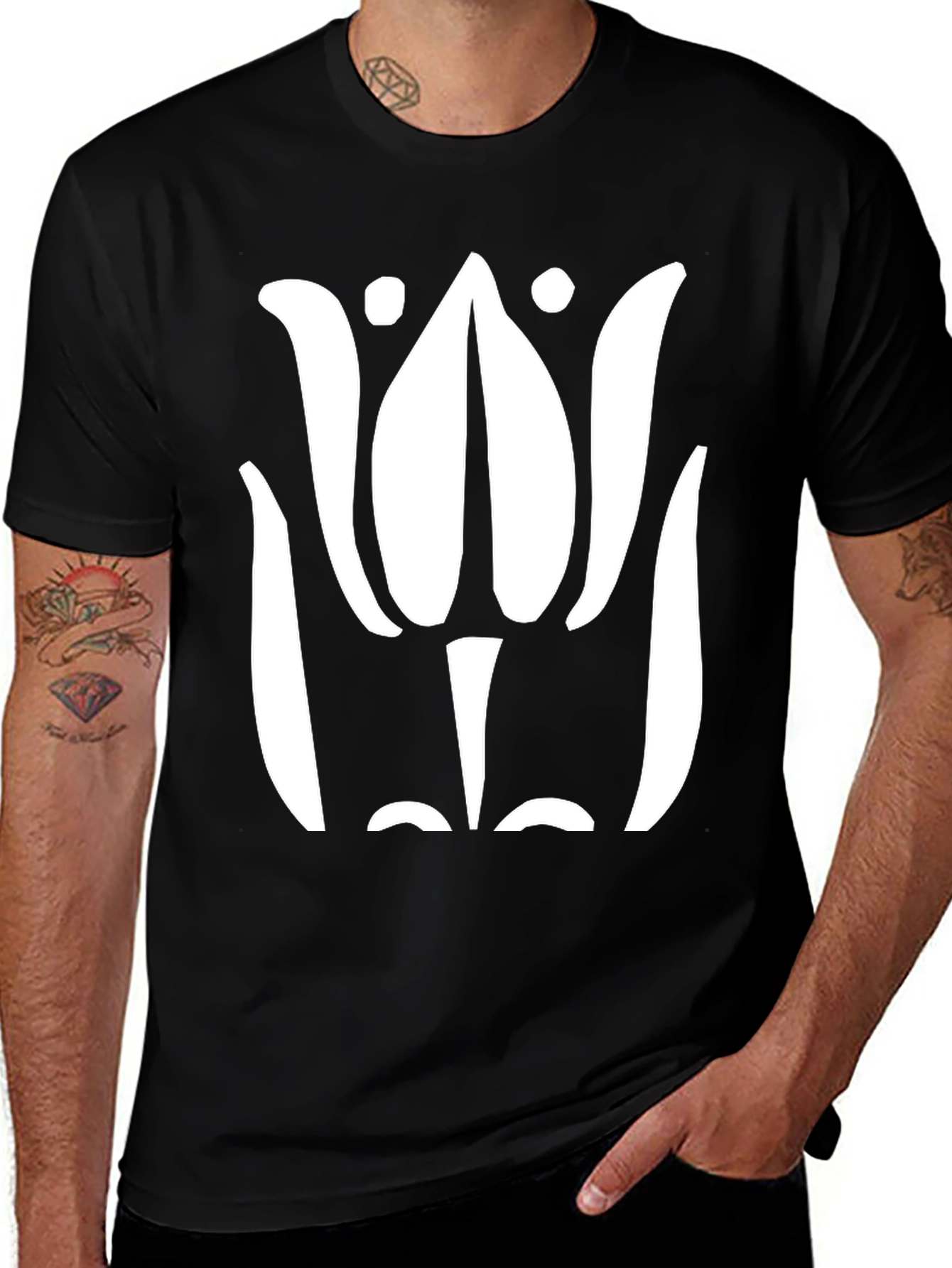 Variant 17 of Black T-Shirt with Floral Emblem