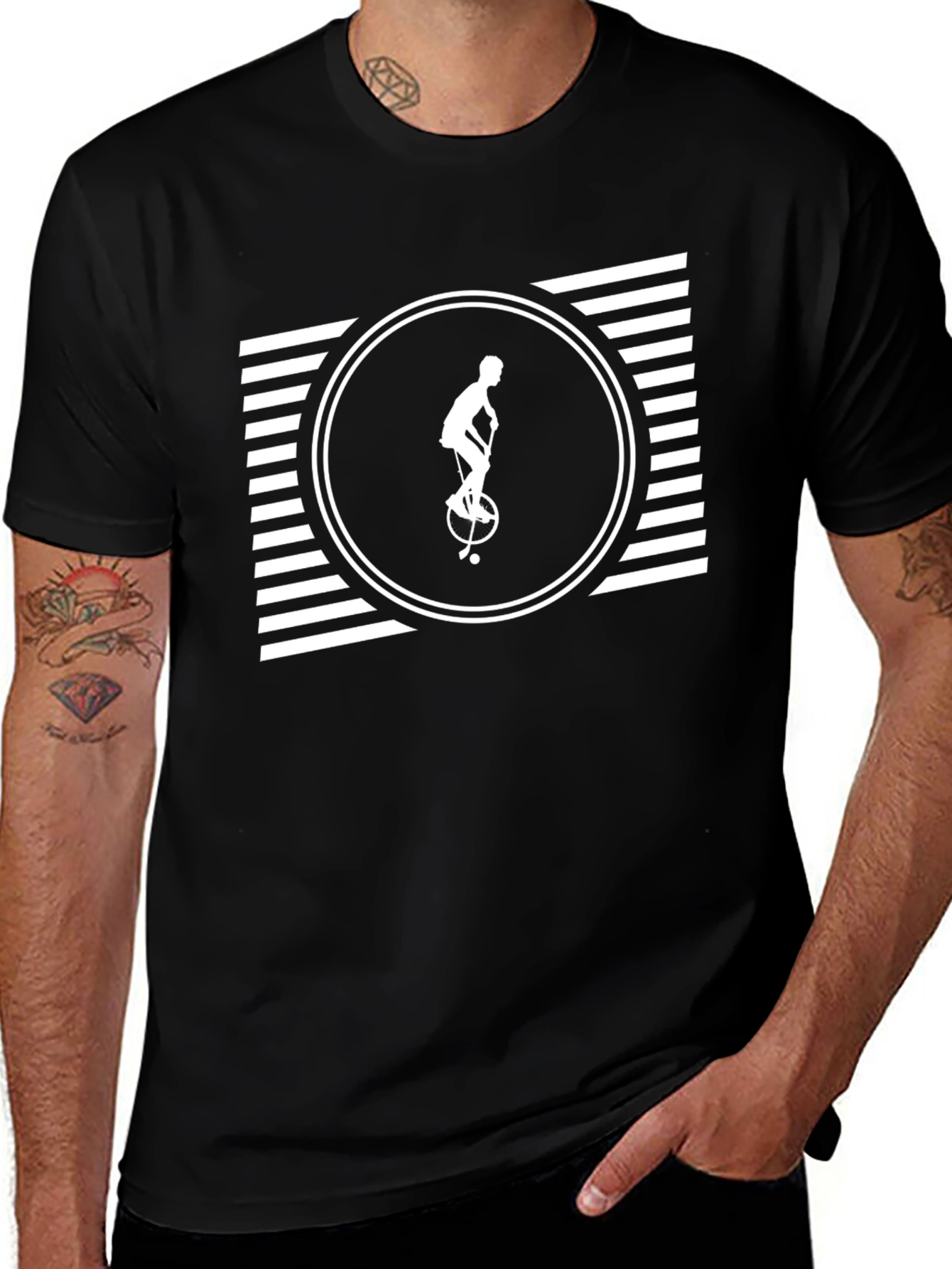 Variant 28 of Unicycle Silhouette Tee - Black Graphic T-Shirt