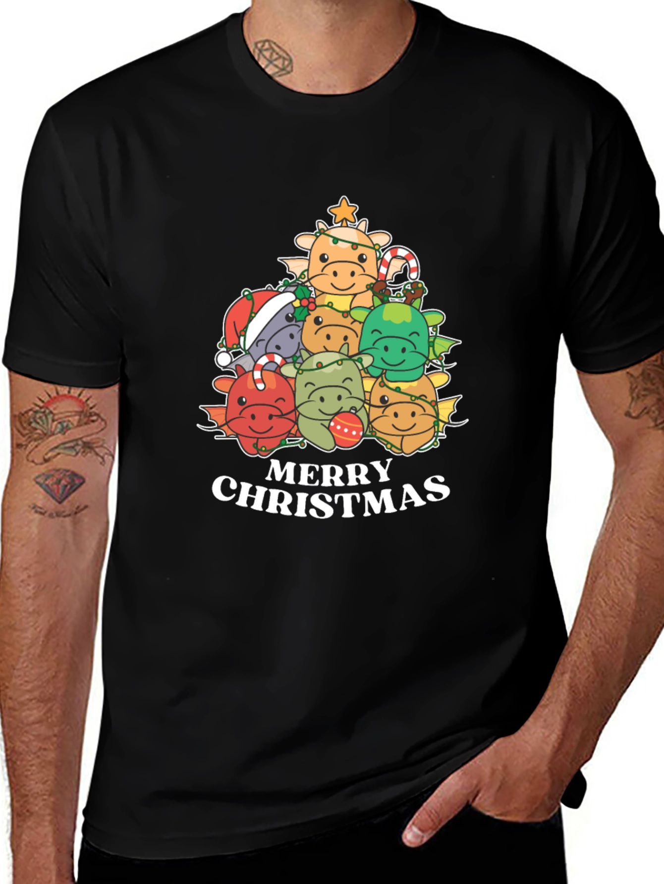 Variant 4 of Festive Dragon Merry Christmas T-Shirt