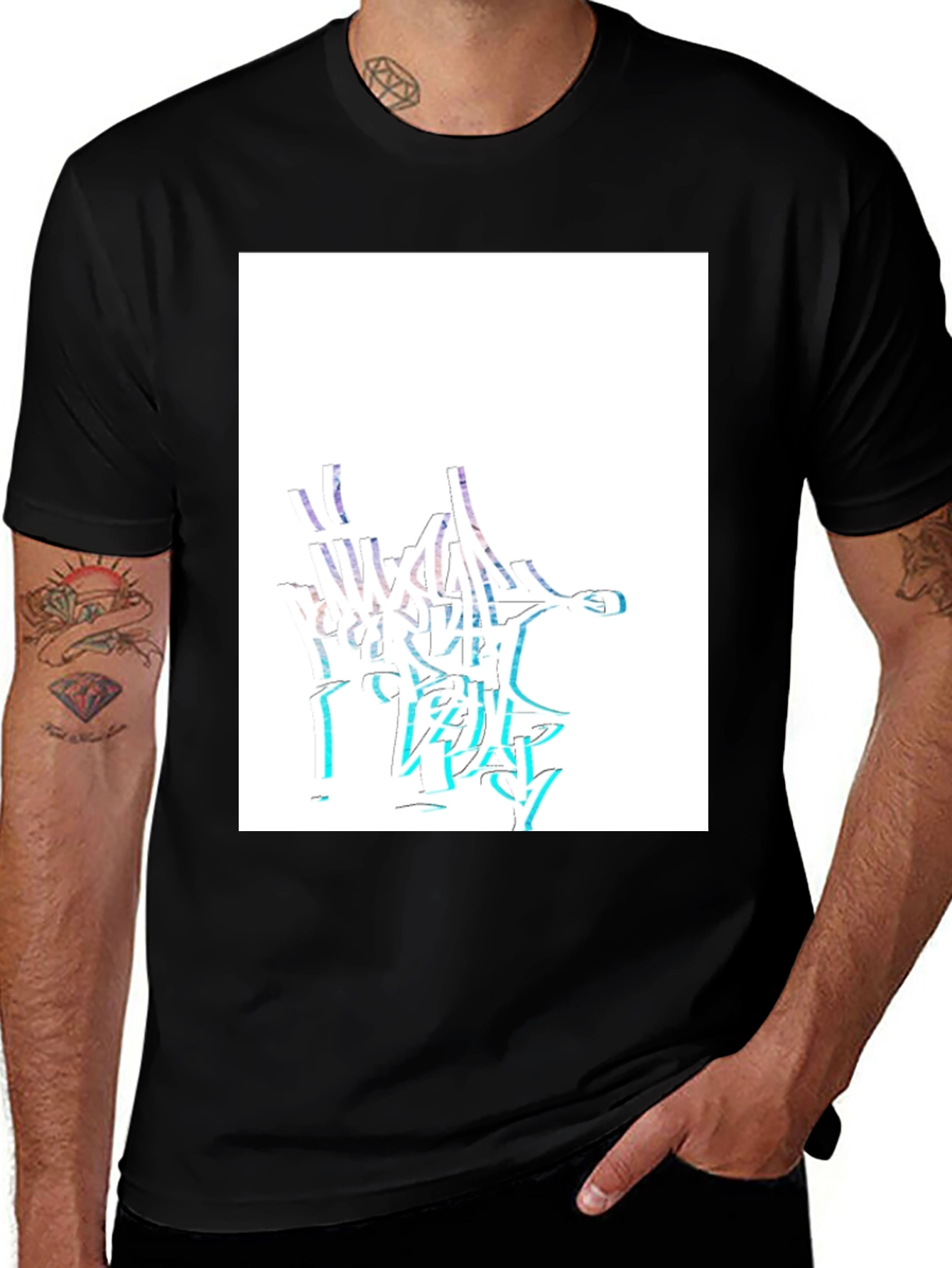 Abstract Graffiti Style Black Cotton T-Shirt