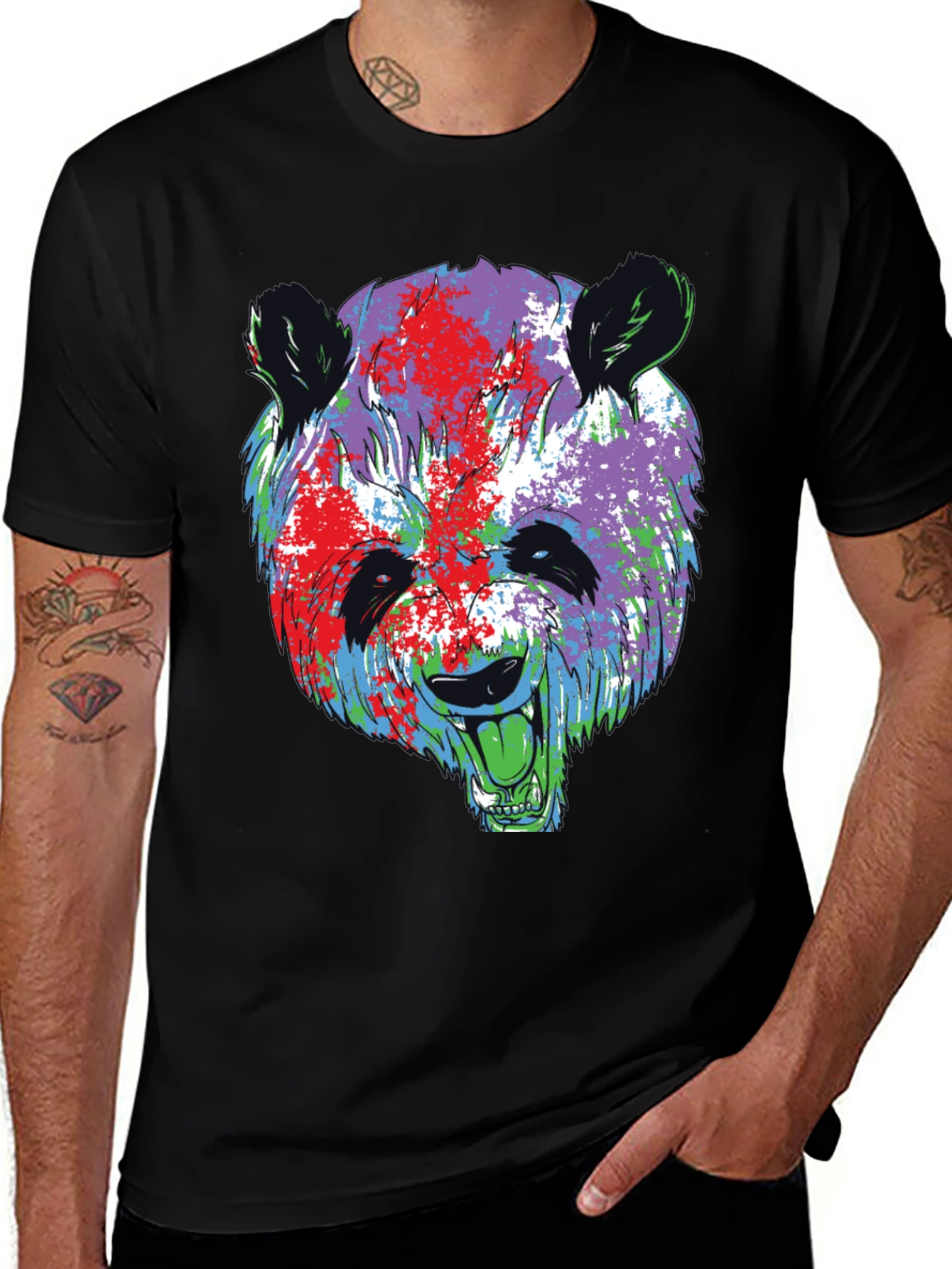 Variant 4 of Pop Art Panda Graphic Tee - Black