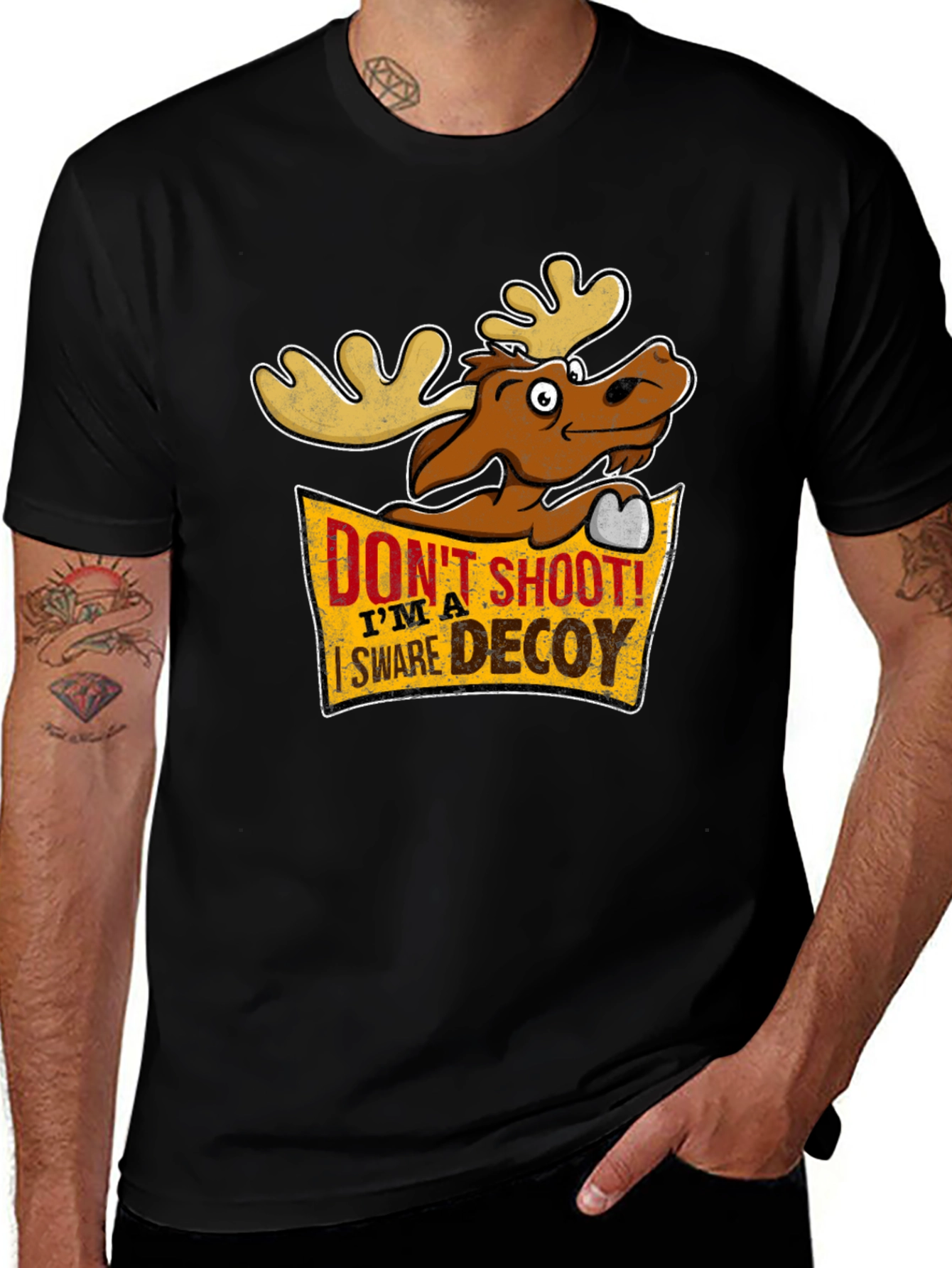 Variant 14 of Don't Shoot! I'm a Swear Decoy - Moose T-Shirt