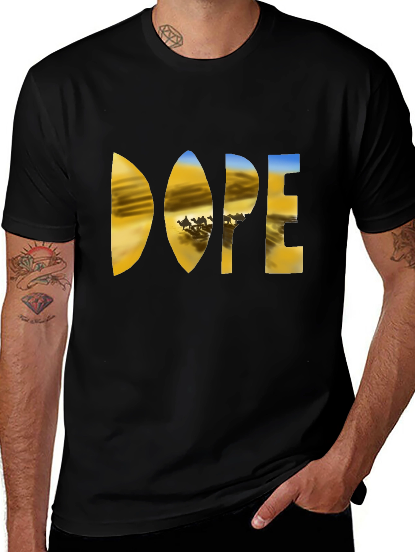Variant 3 of Dope Desert Graphic T-Shirt - Men's Black Tee