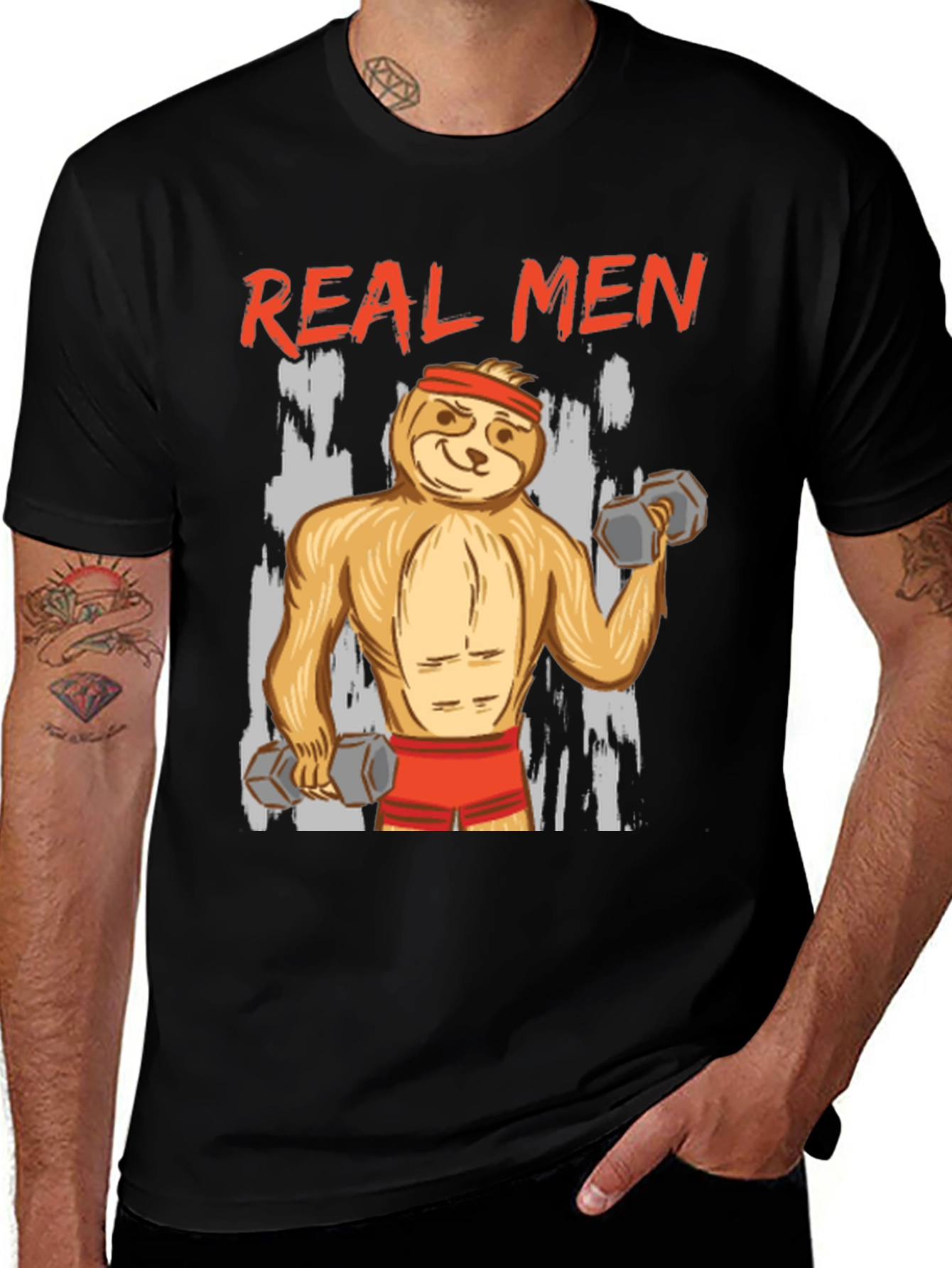 Variant 5 of Real Men Sloth Gym T-Shirt