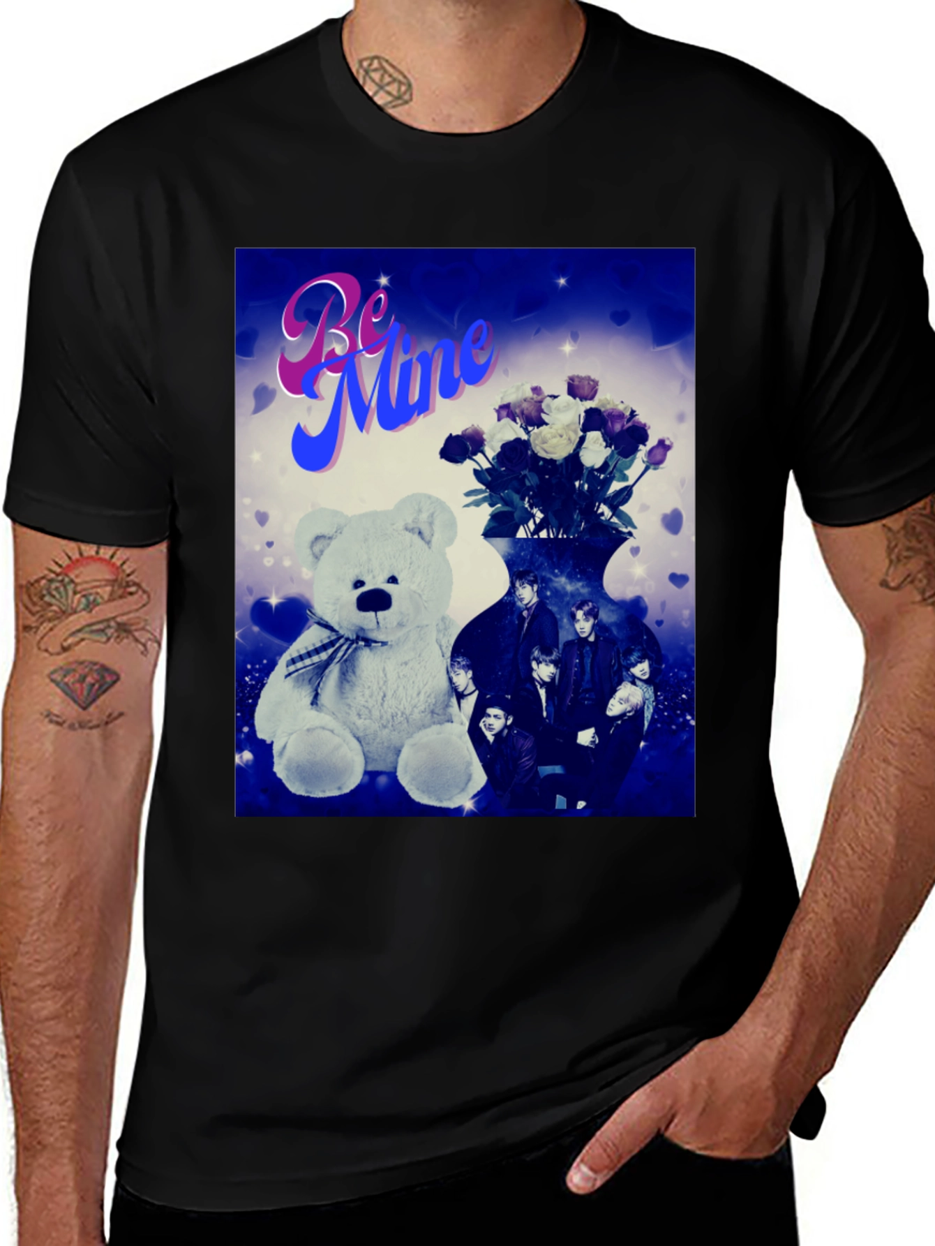 Variant 14 of Be Mine Graphic Tee - Teddy Bear & Roses