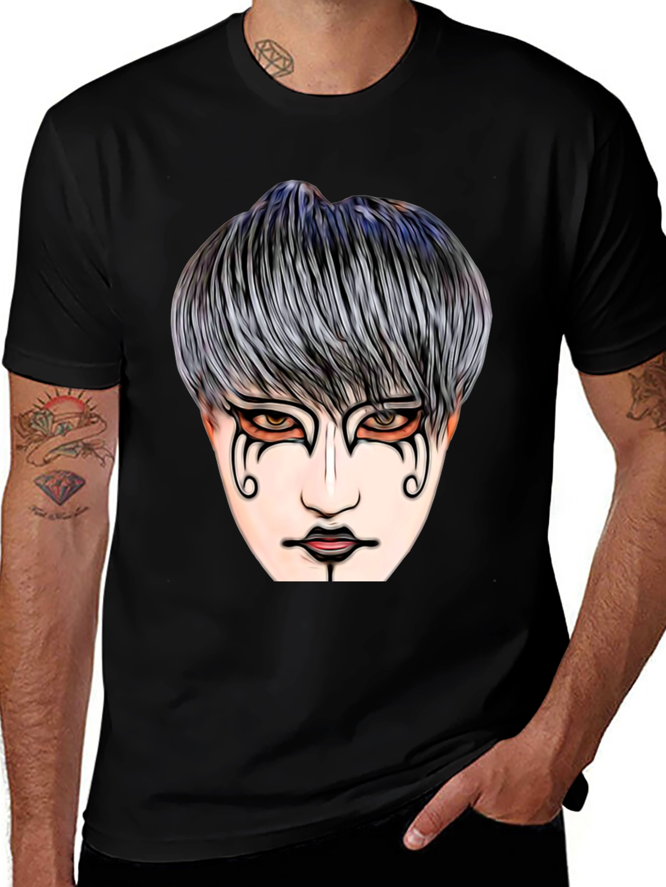 Variant 4 of Kabuki Face Graphic Black T-Shirt
