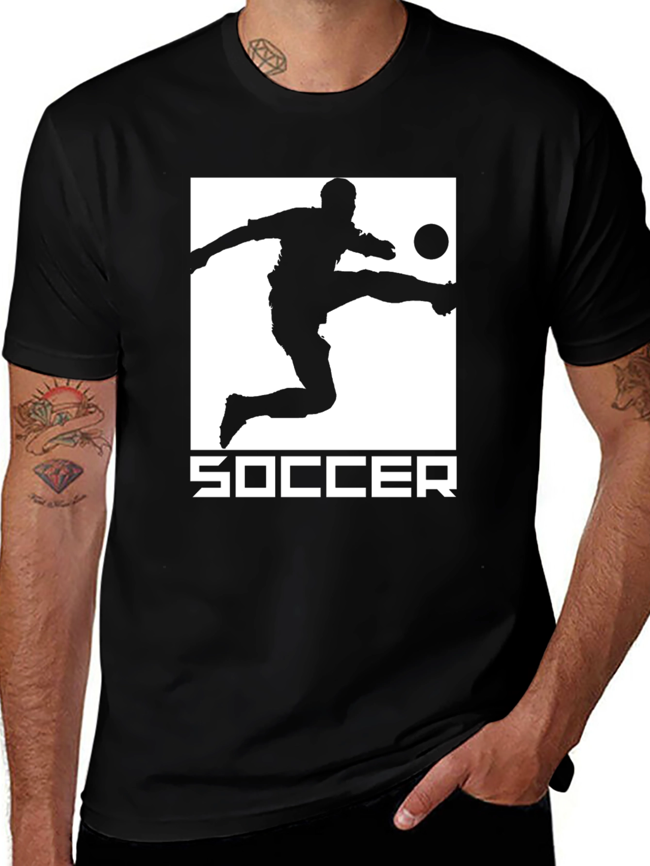 Variant 22 of Soccer Silhouette Graphic Tee - Black