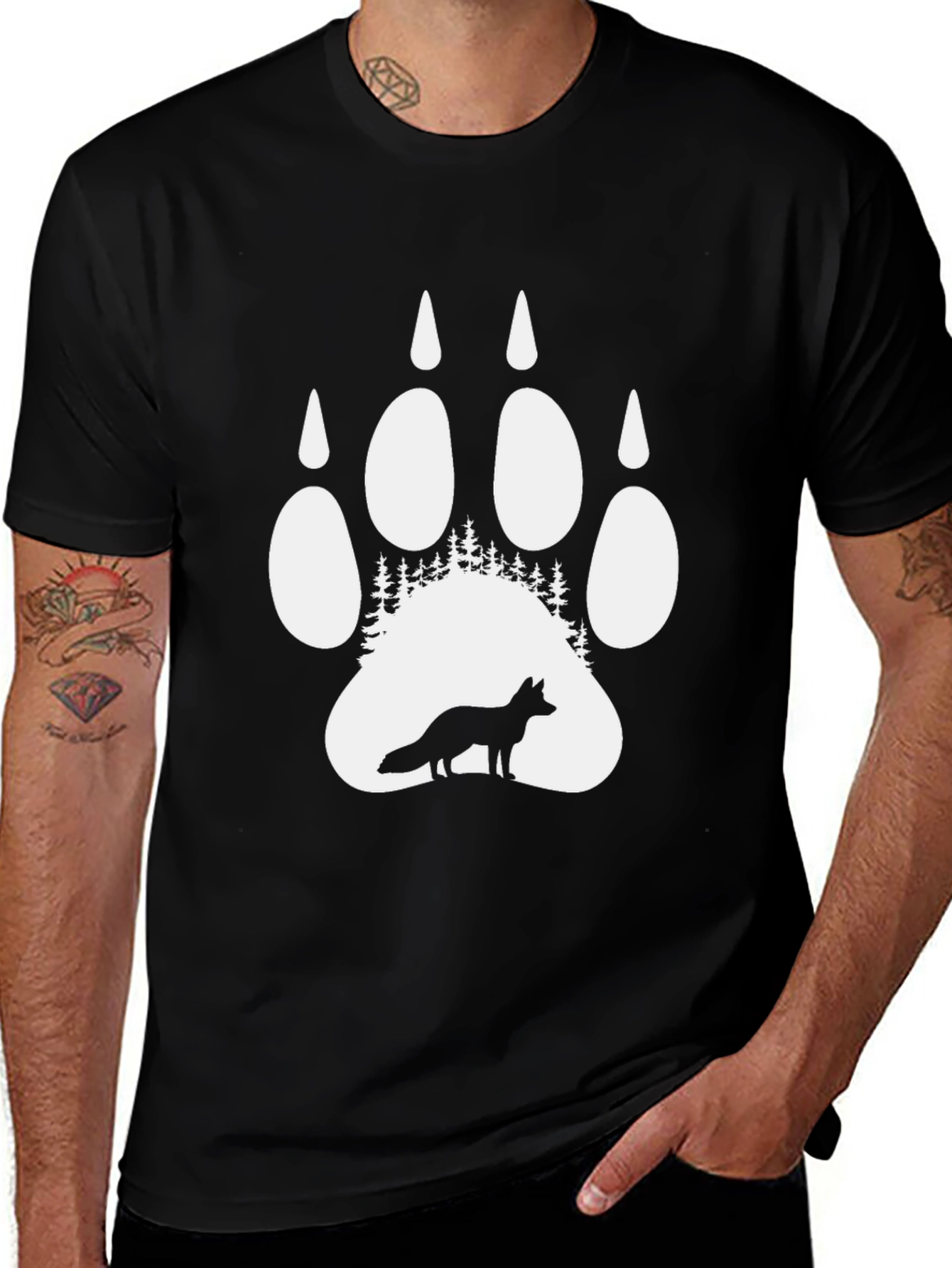 Variant 14 of Fox Paw Print Graphic Tee - Nature Lover's T-Shirt