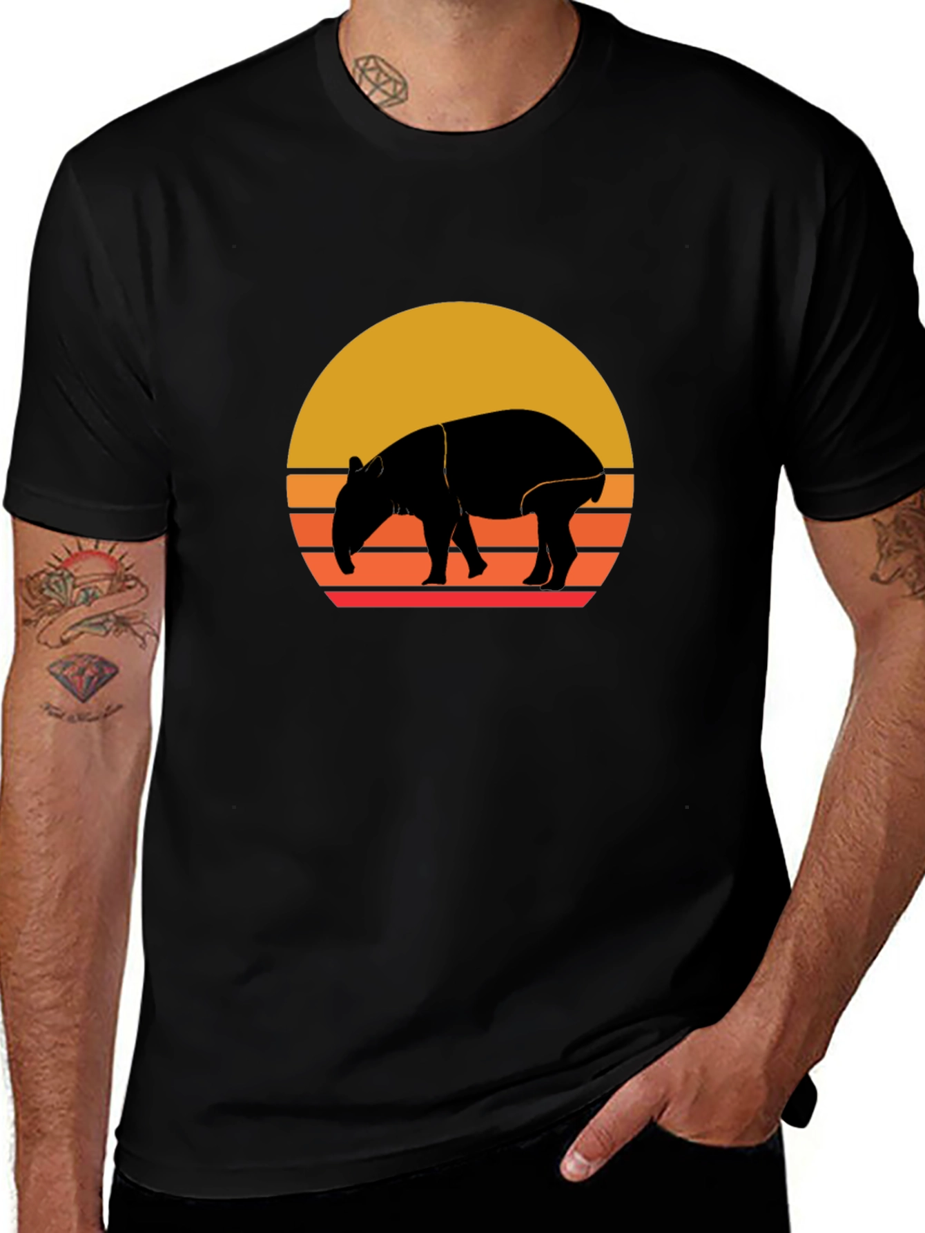 Variant 20 of Vintage Tapir Sunset Graphic Tee - Retro Style Comfort