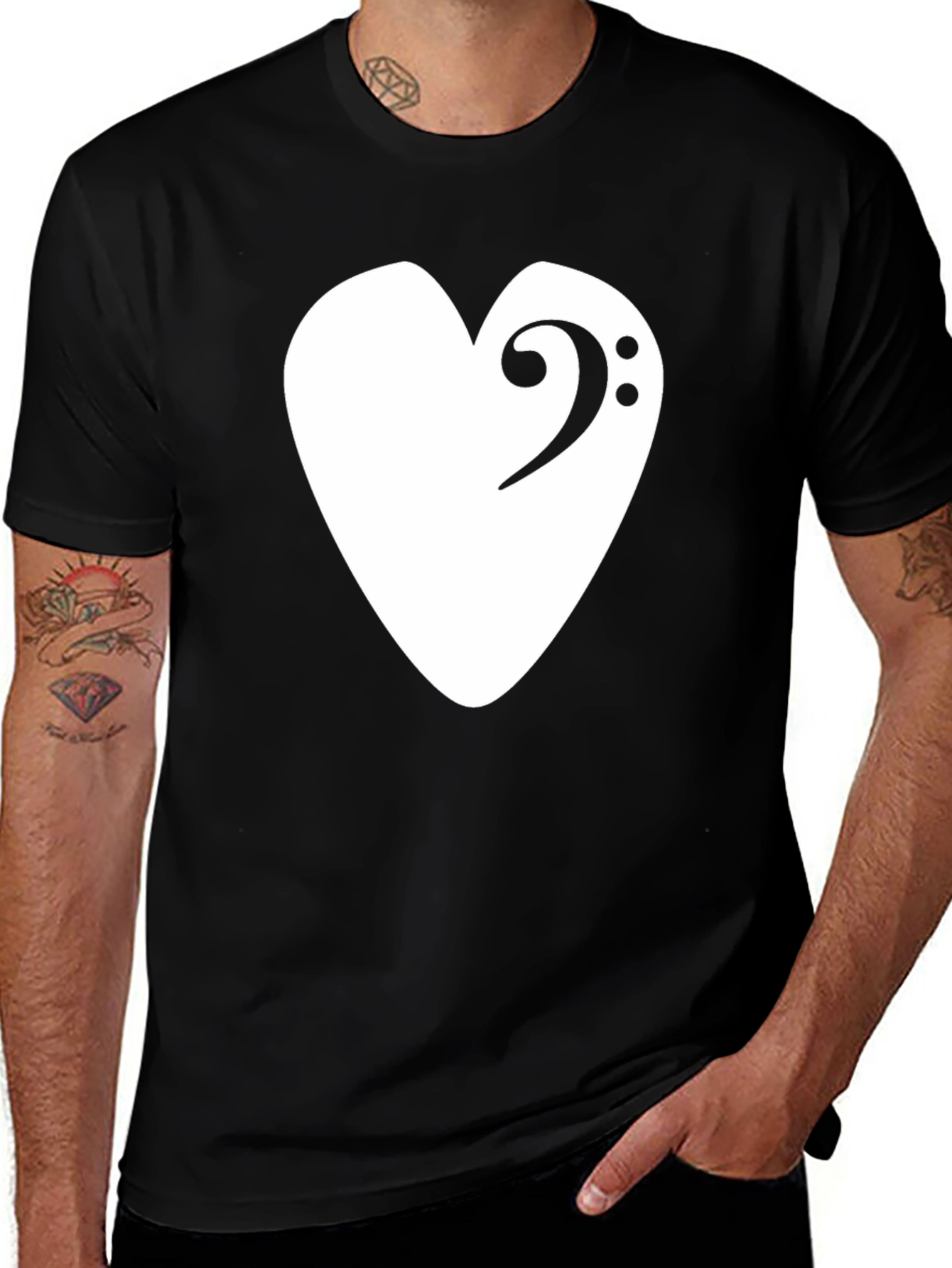 Variant 21 of Bass Clef Heart T-Shirt - Musical Love