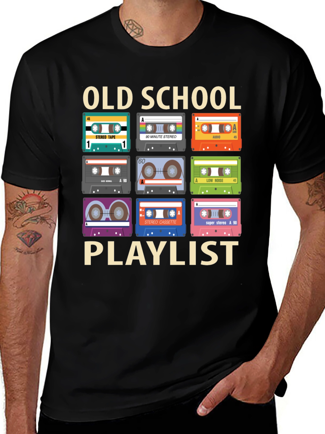 Variant 15 of Retro Cassette Tape T-Shirt: Old School Playlist