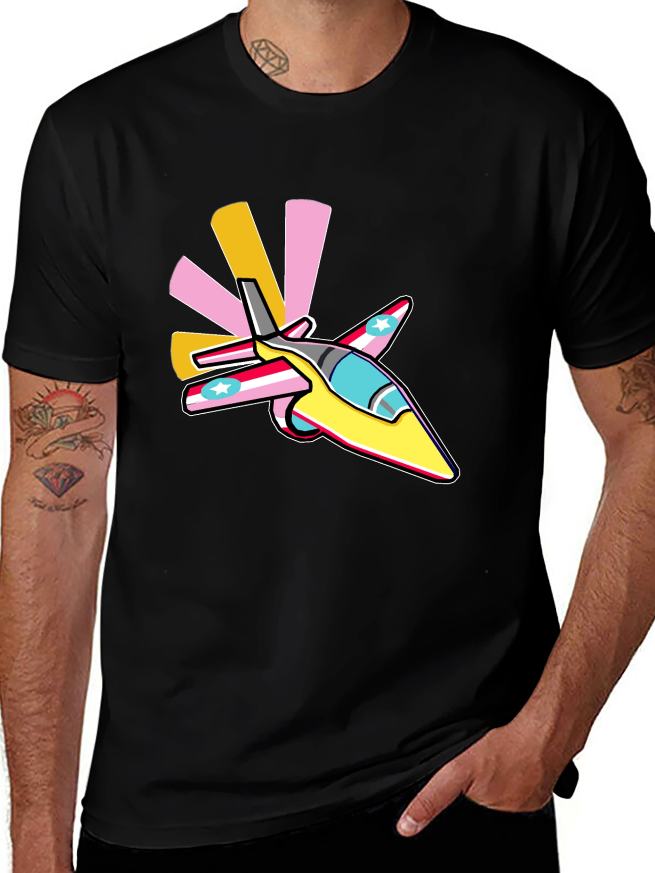 Variant 20 of Cartoon Jet Graphic Tee - Stylish & Fun!