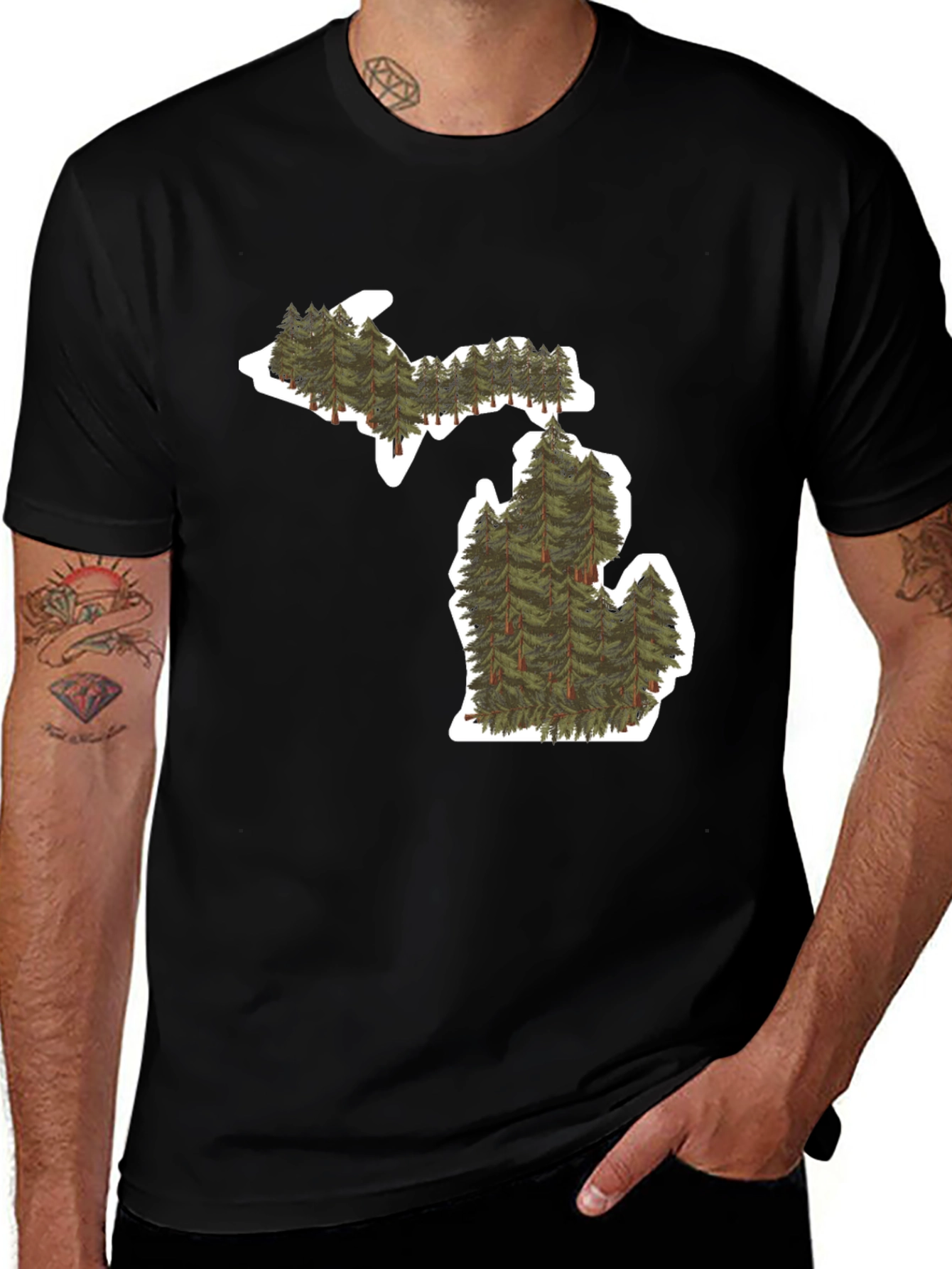 Michigan Forest Tee - Black State Pride Shirt