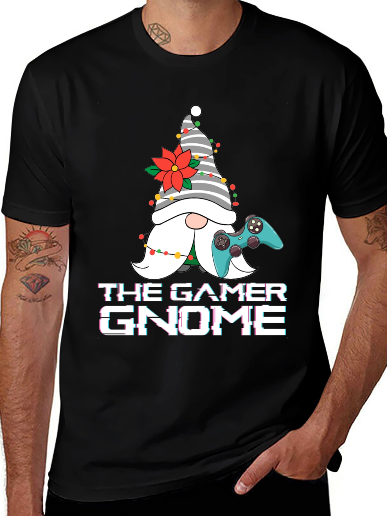 Variant 18 of Gamer Gnome Christmas Graphic Tee