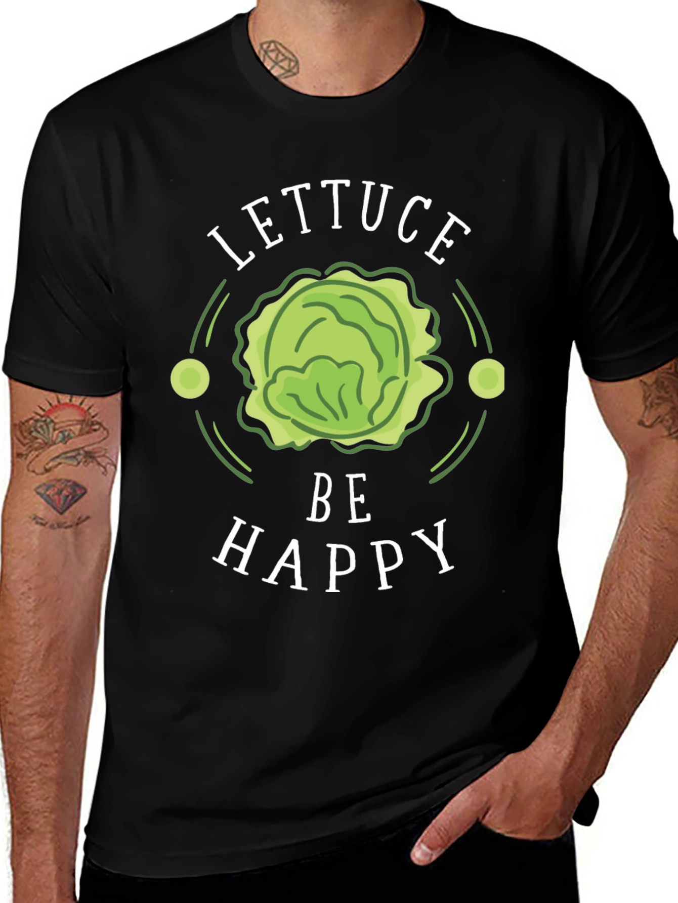 Variant 21 of Lettuce Be Happy Graphic Tee - Fun Veggie T-Shirt