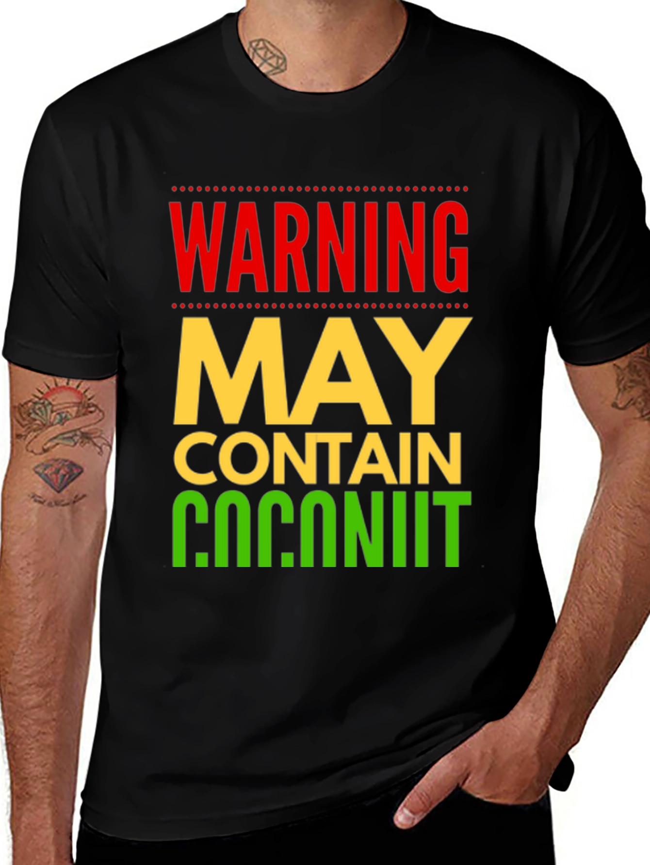 Variant 14 of Warning May Contain Coconut Humor Graphic Tee