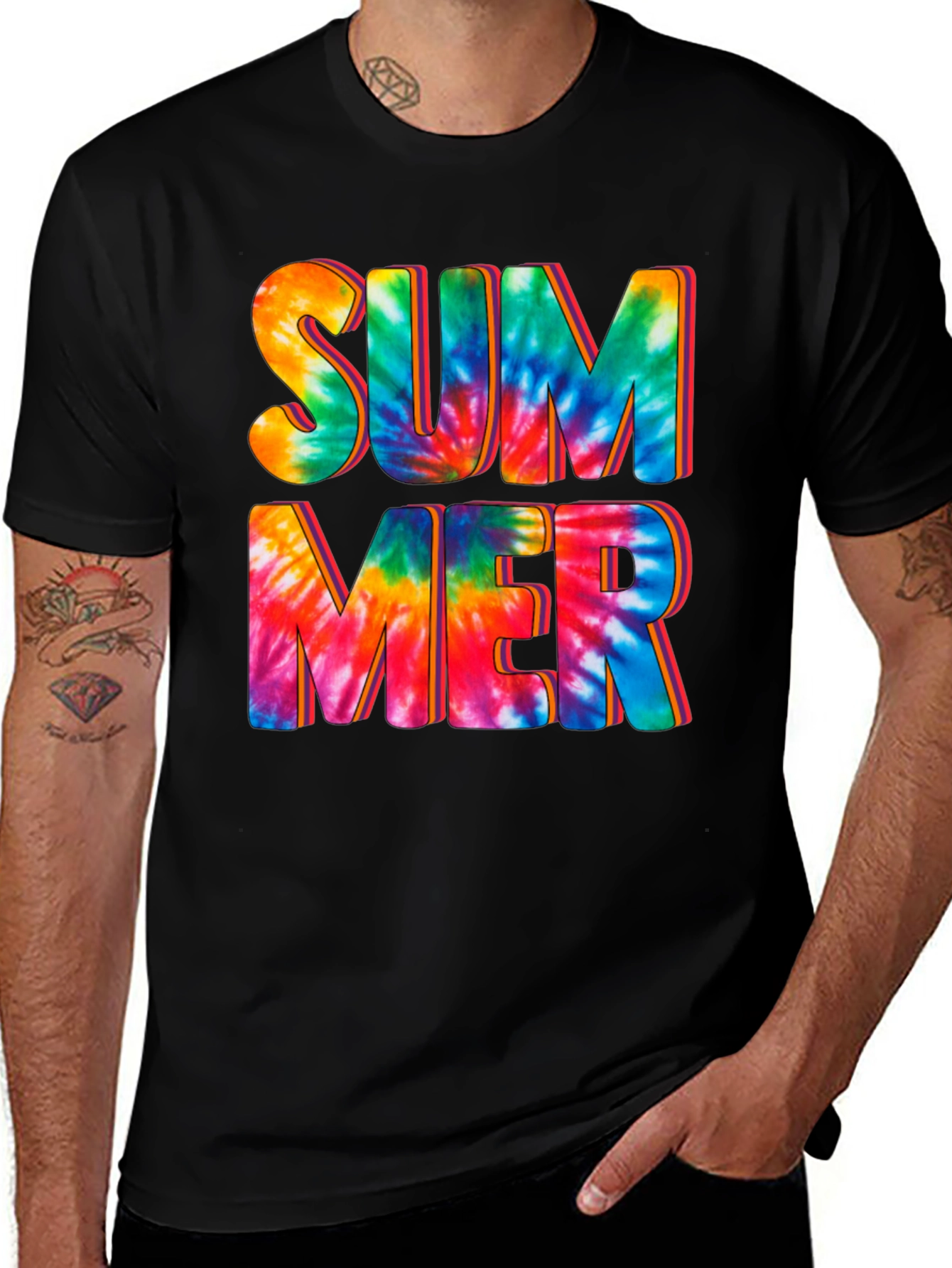 Variant 19 of Tie-Dye 'Summer' Graphic Print Tee