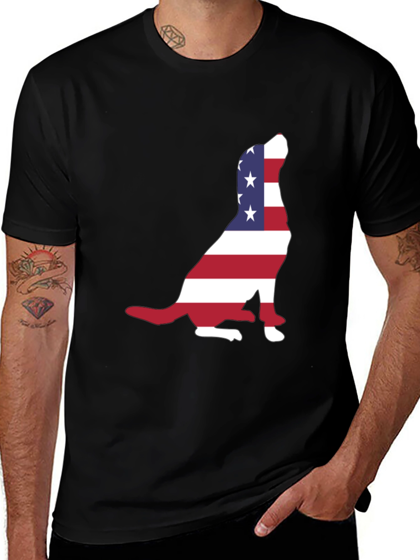 Variant 13 of Patriotic Dog USA Flag T-Shirt