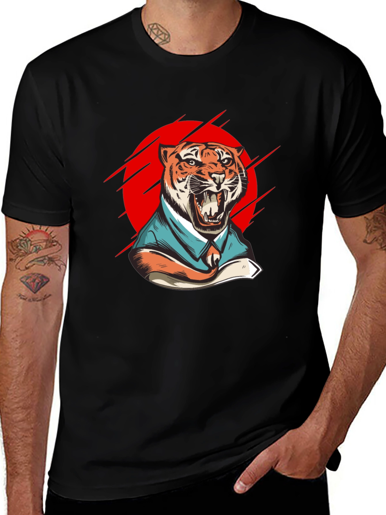 Variant 20 of Tiger in Suit Graphic T-Shirt - Black