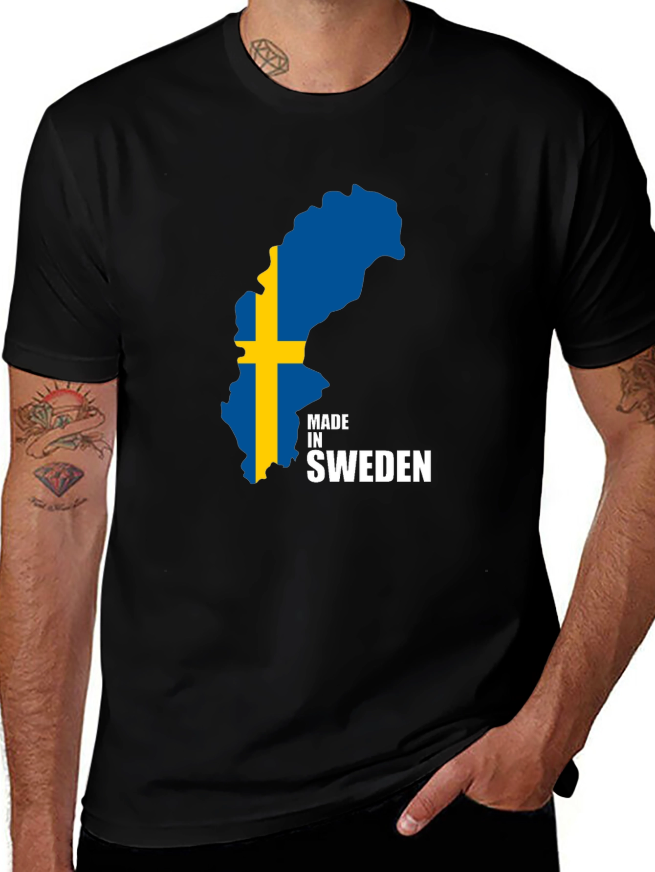 Made In Sweden Flag T-Shirt - Men's Black Tee