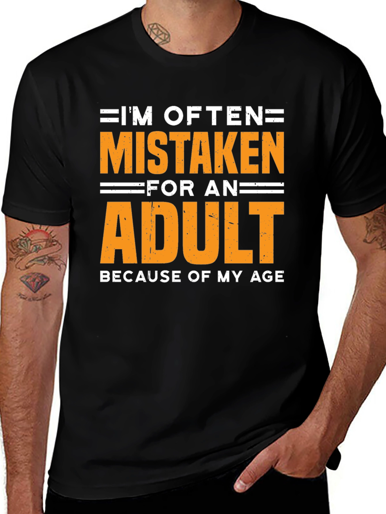 Variant 6 of Funny "Mistaken For An Adult" Graphic T-Shirt
