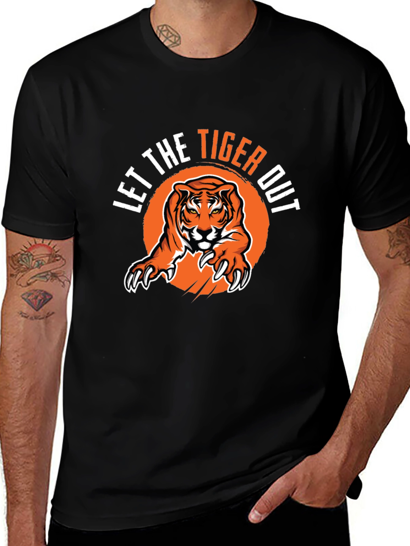 Variant 25 of Let The Tiger Out Black Graphic Tee