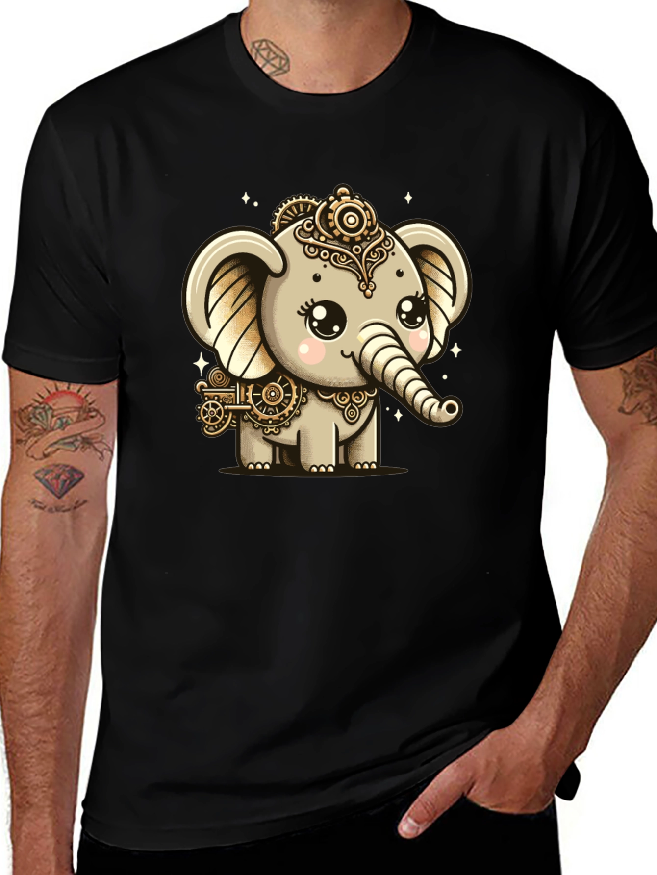 Variant 11 of Steampunk Elephant Black T-Shirt