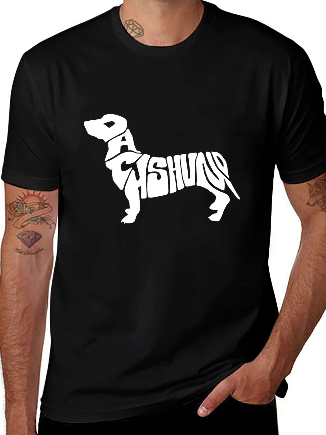Variant 22 of Dachshund Word Art Black T-Shirt
