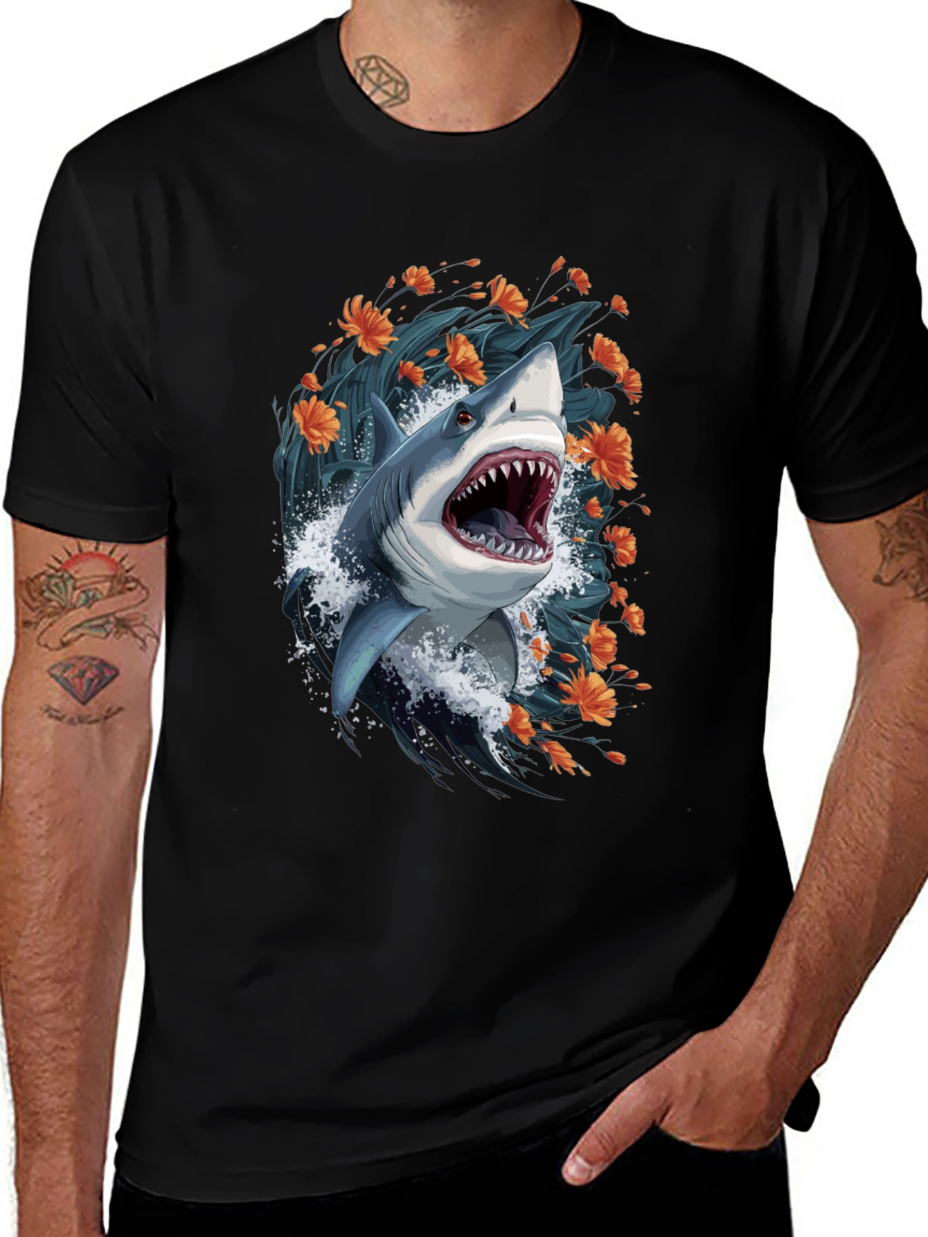 Variant 28 of Shark Floral Graphic T-Shirt