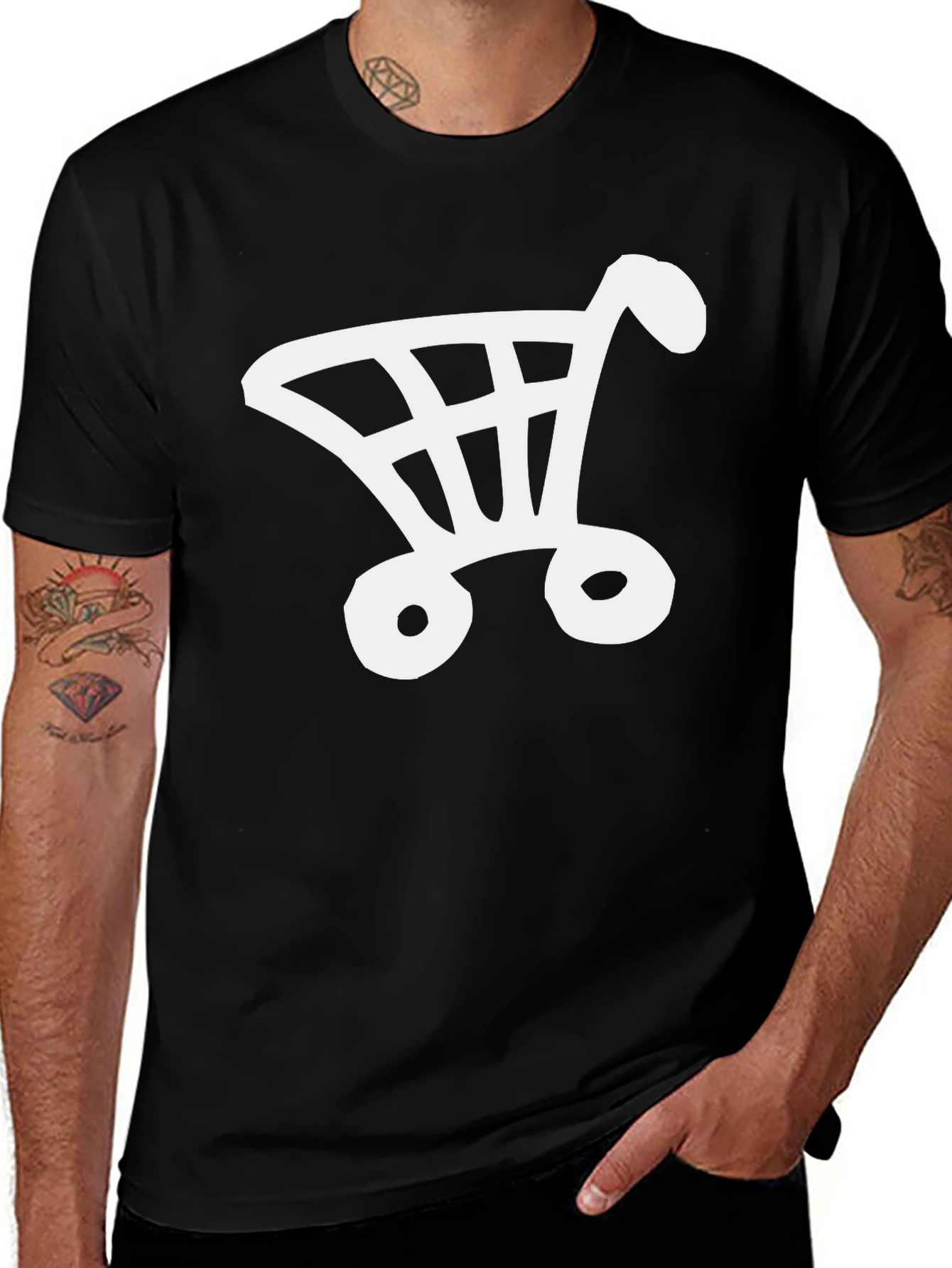 Variant 20 of Shopping Cart Graphic Tee - Black Cotton Shirt