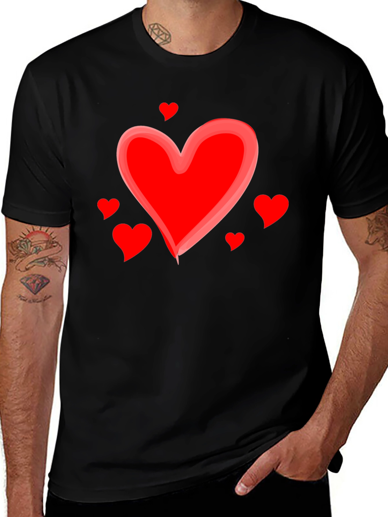 Variant 29 of Heart Valentine's Day Graphic Black T-Shirt