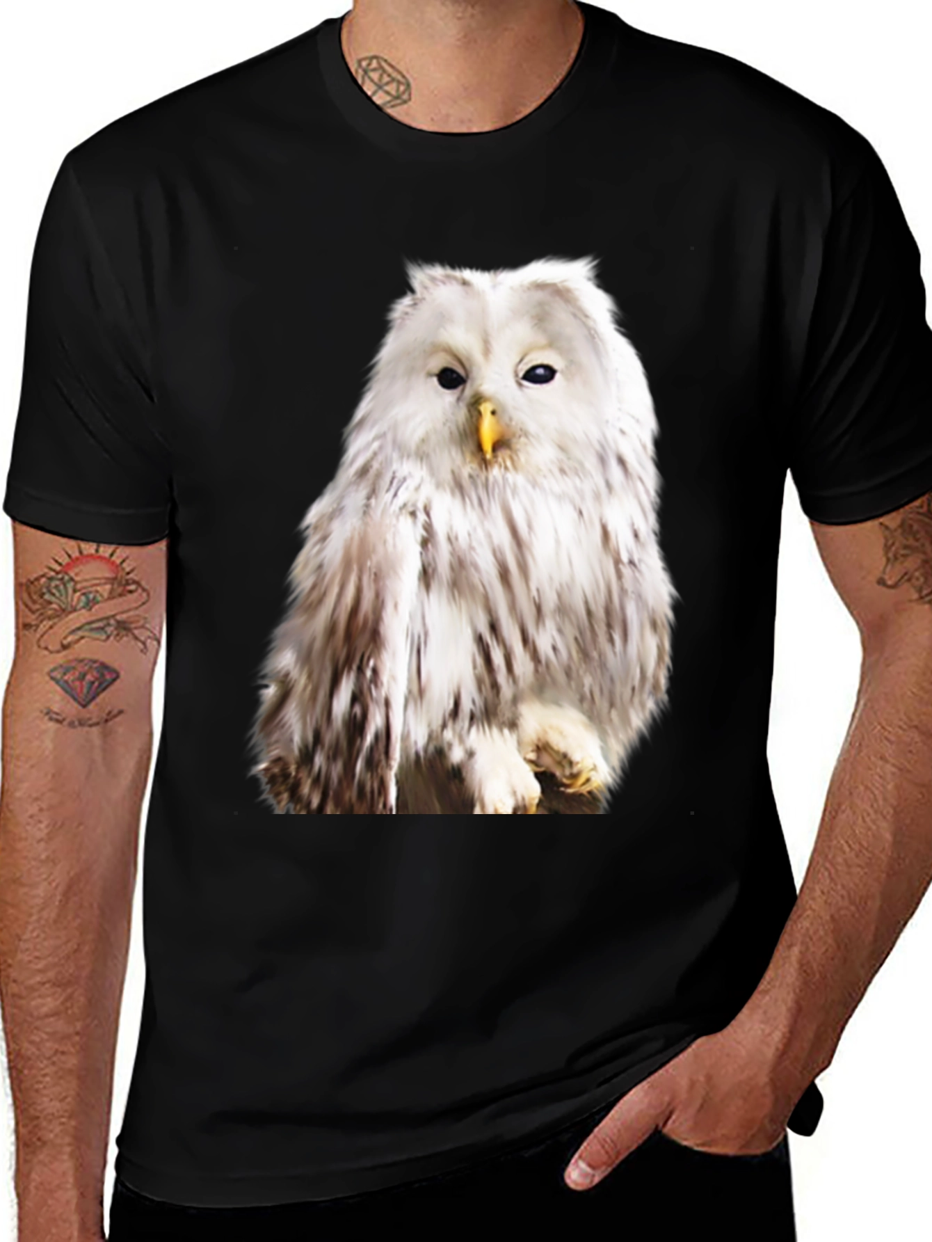 Variant 8 of Owl Graphic T-Shirt - Black Cotton Tee