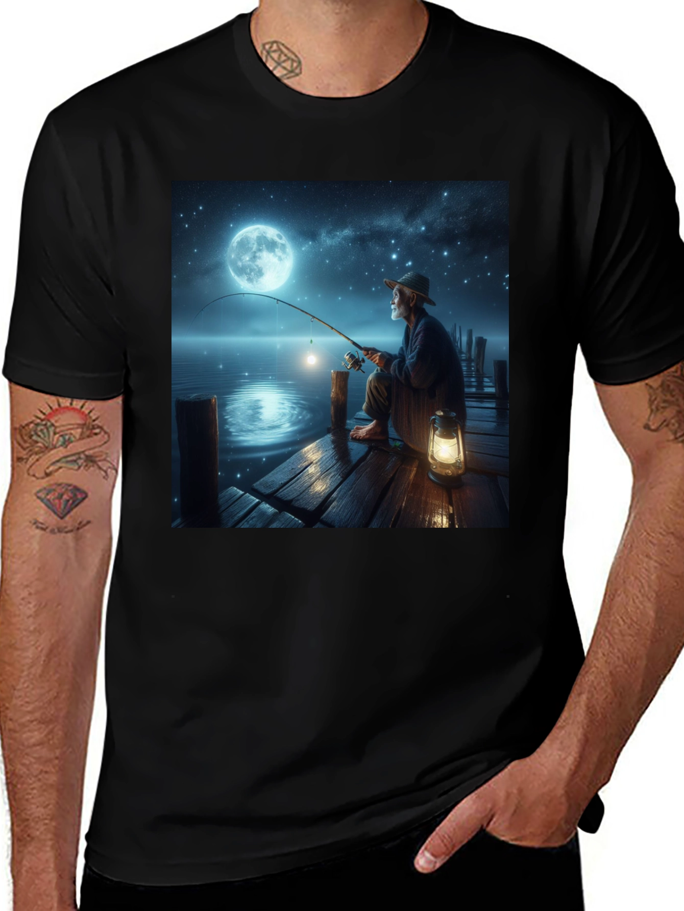 Variant 16 of Moonlit Fisherman Graphic Tee