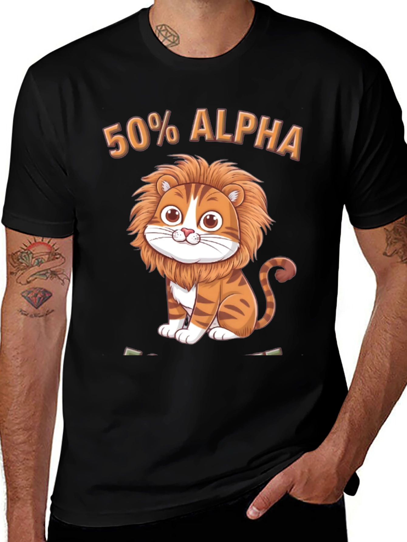 Variant 12 of 50% Alpha Lion Graphic Tee - Cute and Funny Men's T-Shirt