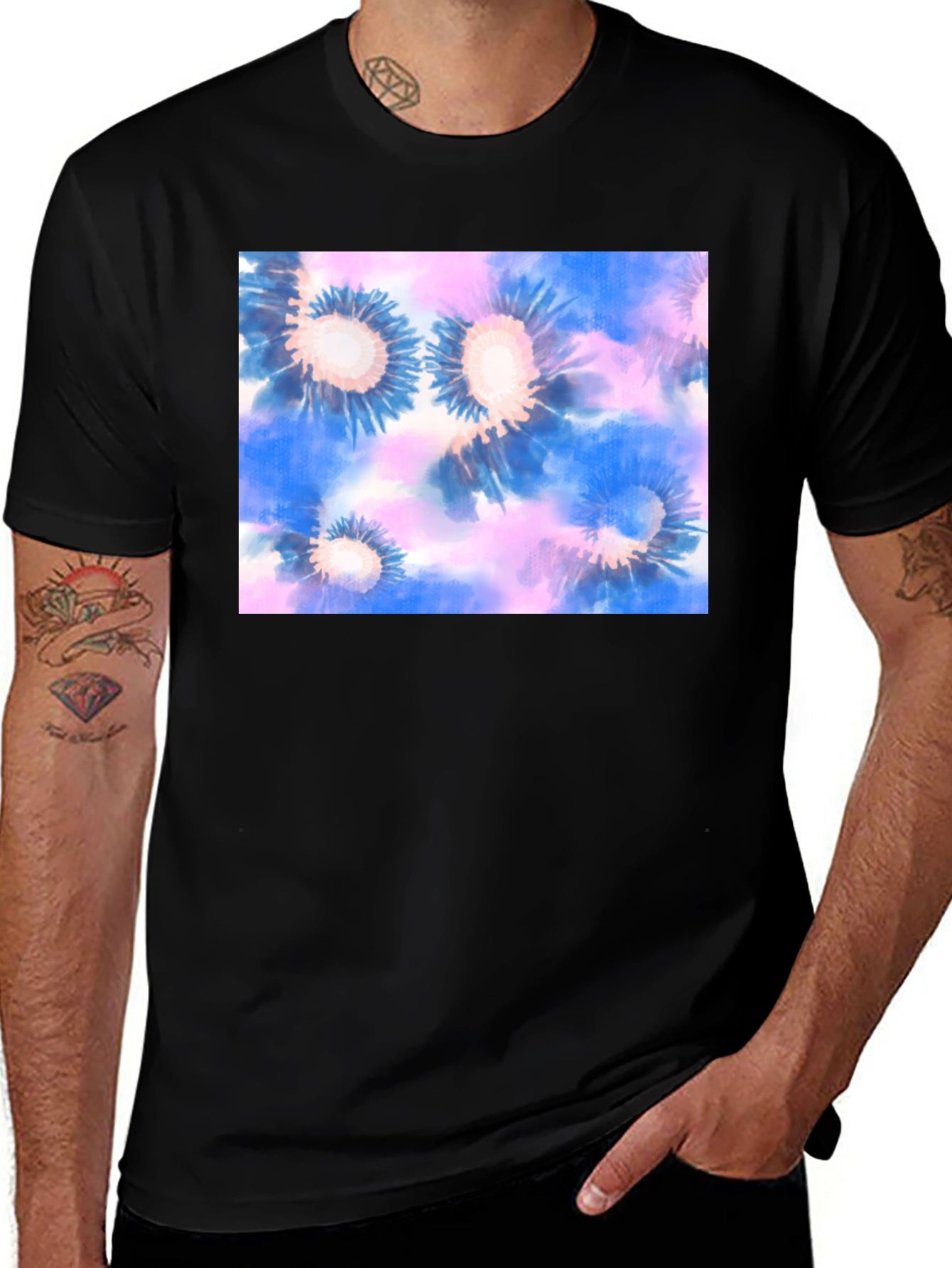 Variant 21 of Tie-Dye Swirl Graphic Black T-Shirt