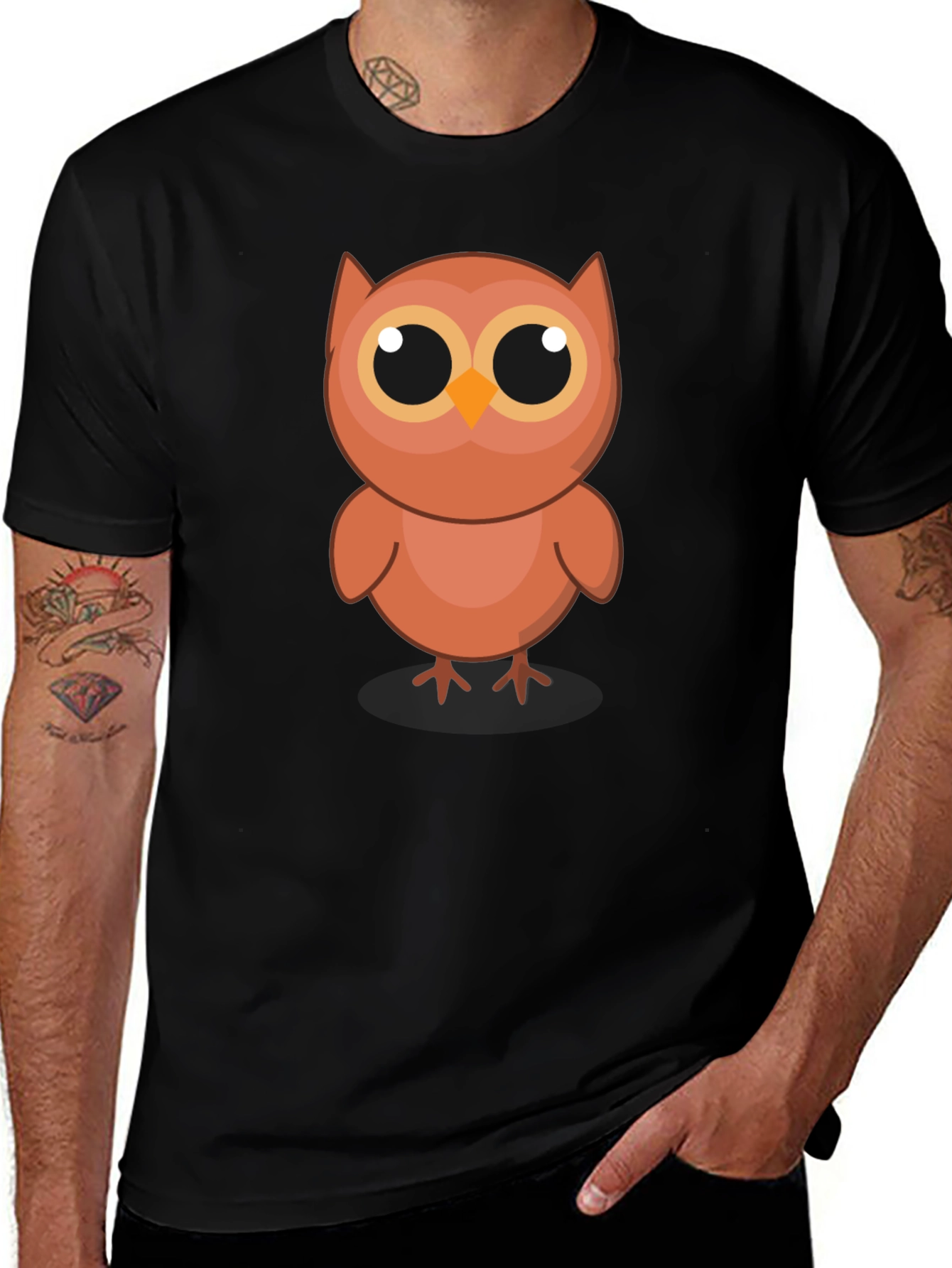 Variant 17 of Cute Owl Graphic Black T-Shirt