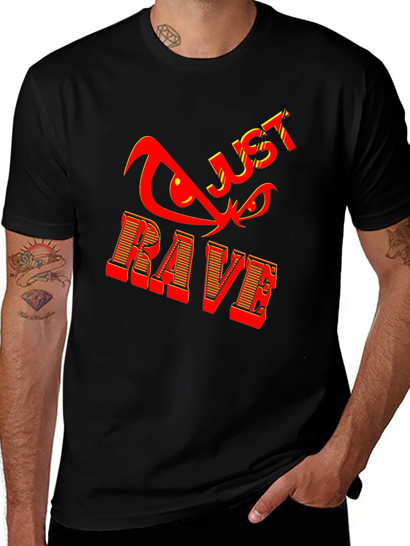 Just Rave Black Graphic T-Shirt
