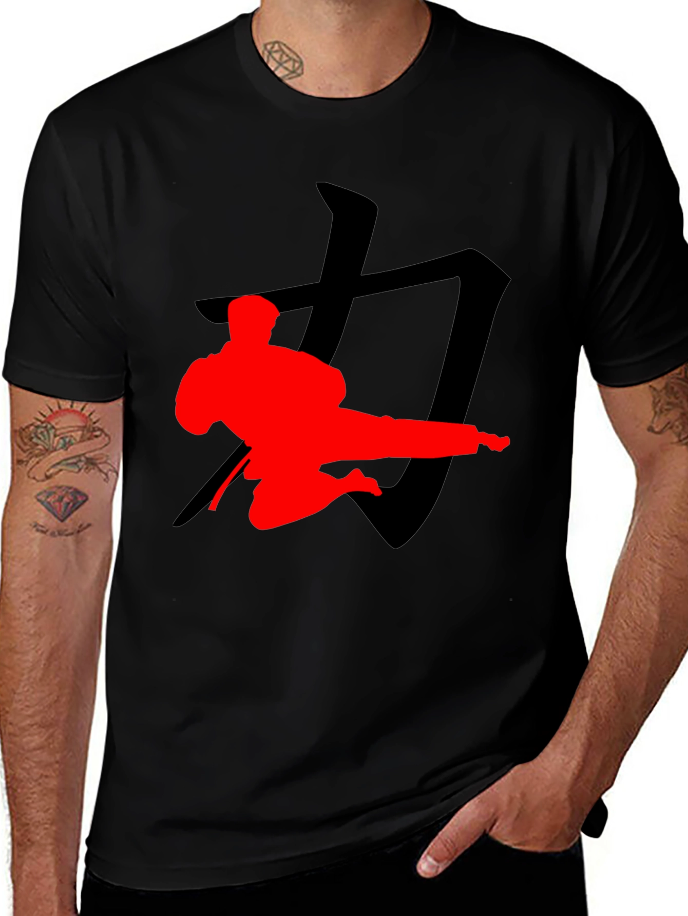Karate Kick Graphic Tee - Black Martial Arts T-Shirt