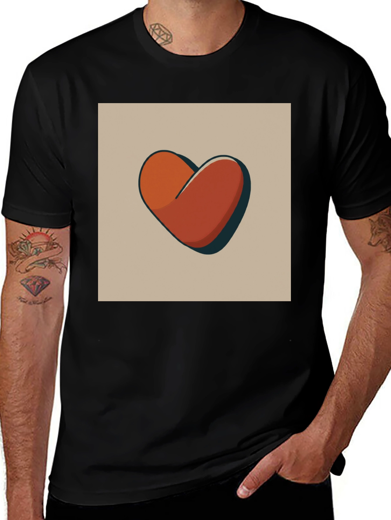 Variant 11 of Modern Heart Graphic Tee - Black