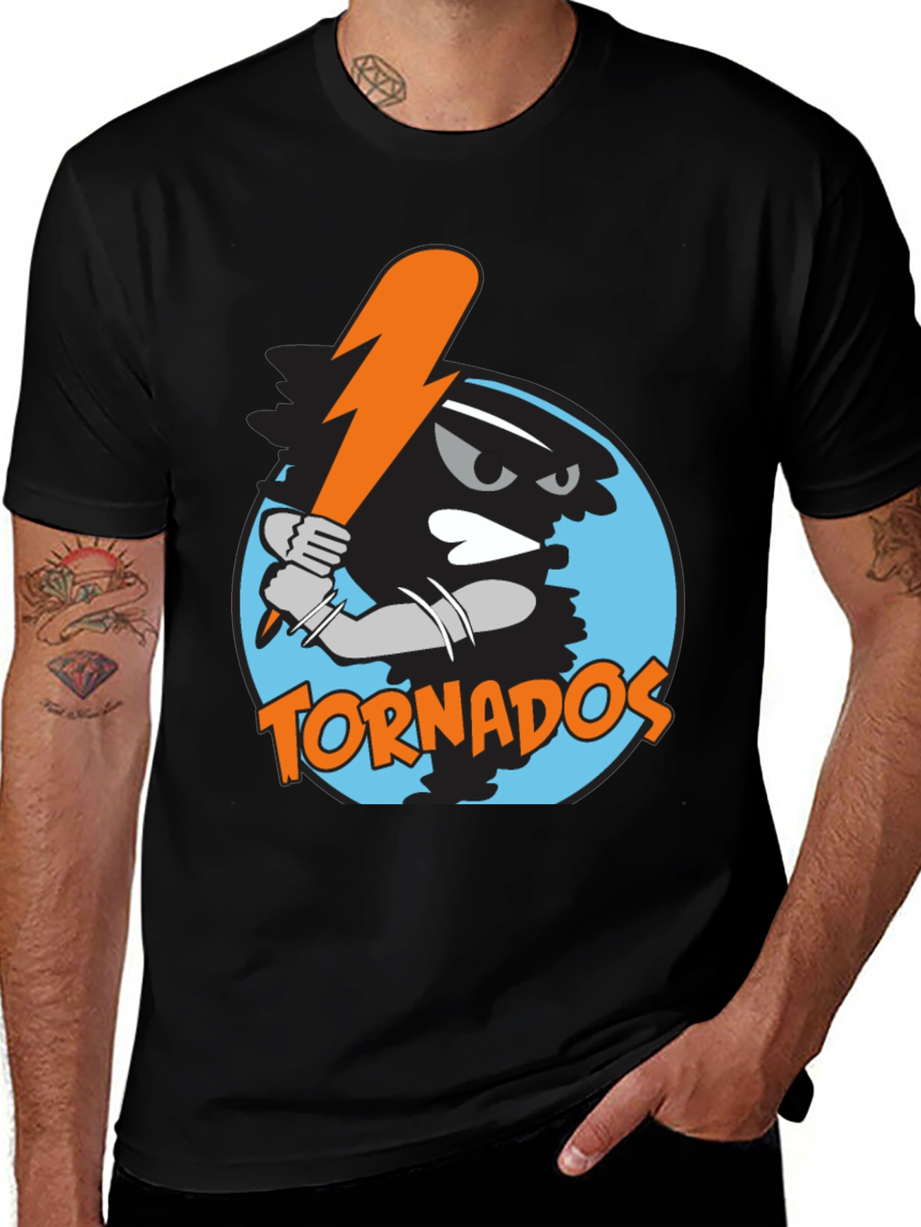 Tornadoes Baseball Graphic Tee - Black Cotton Shirt