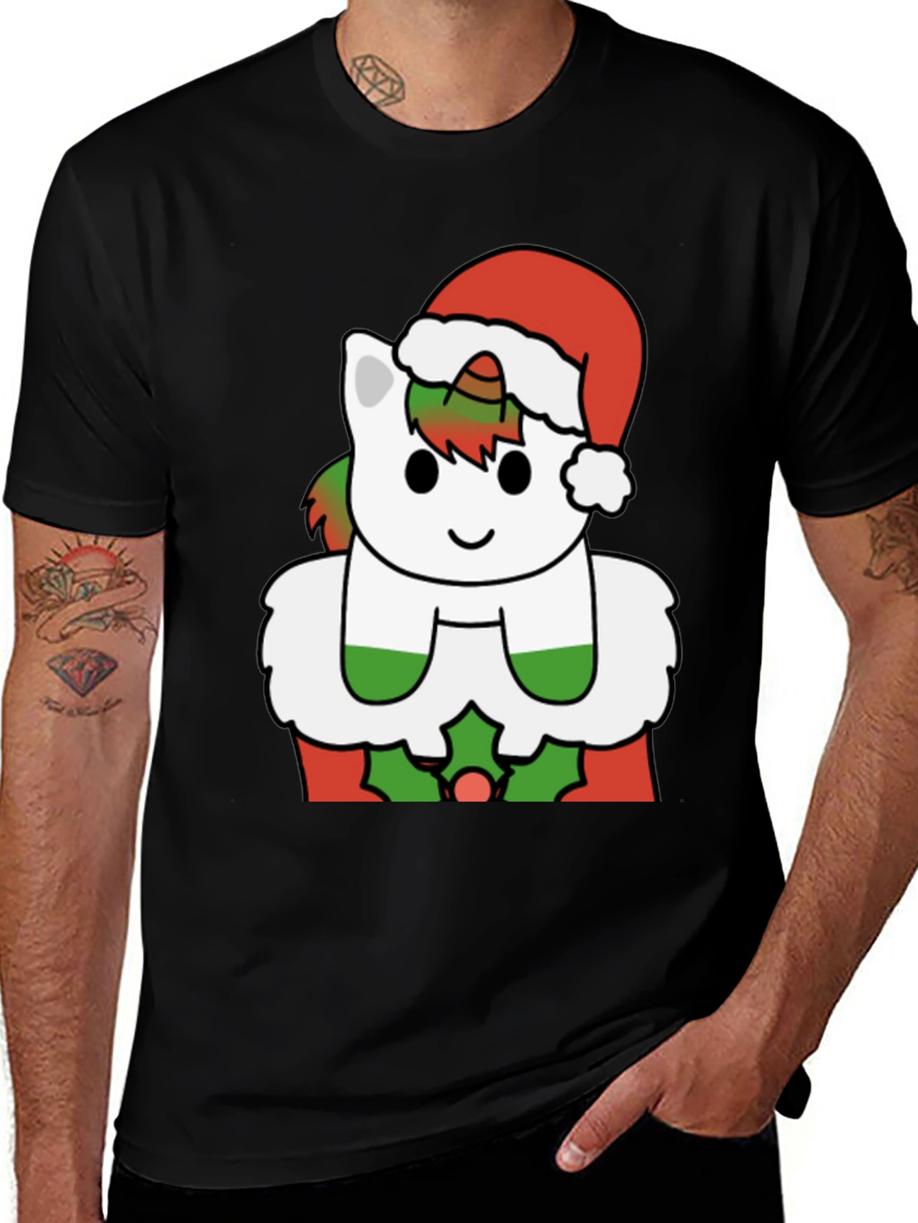 Variant 9 of Festive Unicorn Graphic Tee - Holiday Cheer