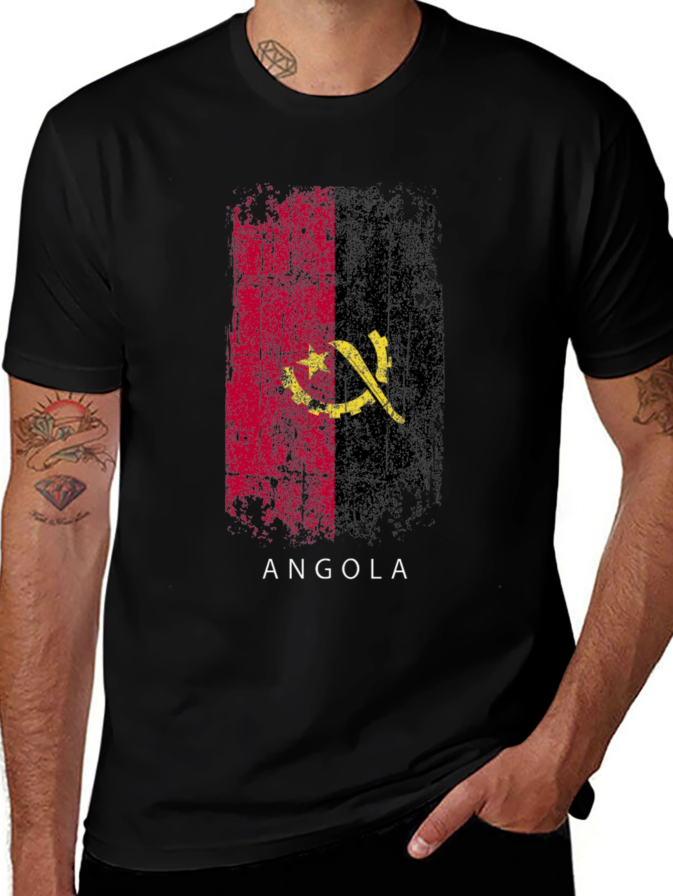 Angola Flag T-Shirt - Black Pride Tee