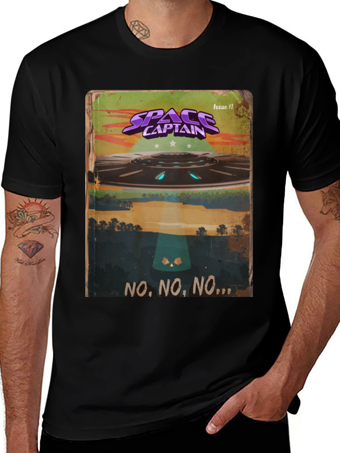 Variant 9 of Space Captain UFO Graphic T-Shirt - Sci-Fi Cool!