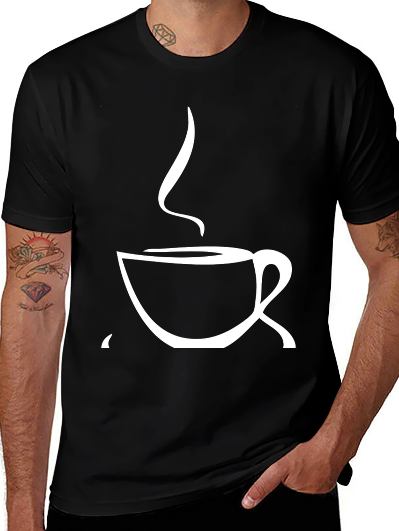 Variant 27 of Coffee Cup Graphic Tee - Black Casual T-Shirt
