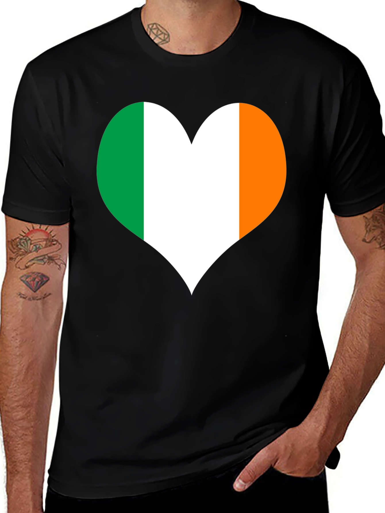 Ireland Heart Flag Black T-Shirt